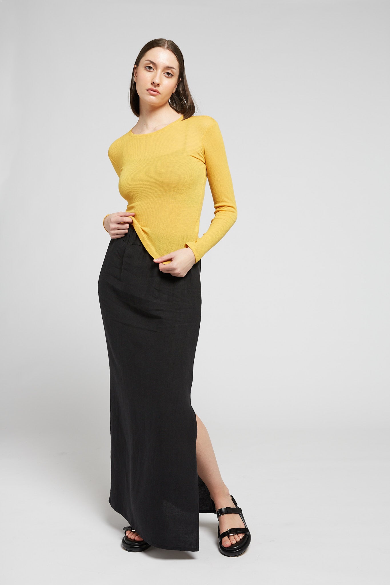 A.BCH A.34 Marigold Long Sleeve Thermal T-Shirt in Australian Merino