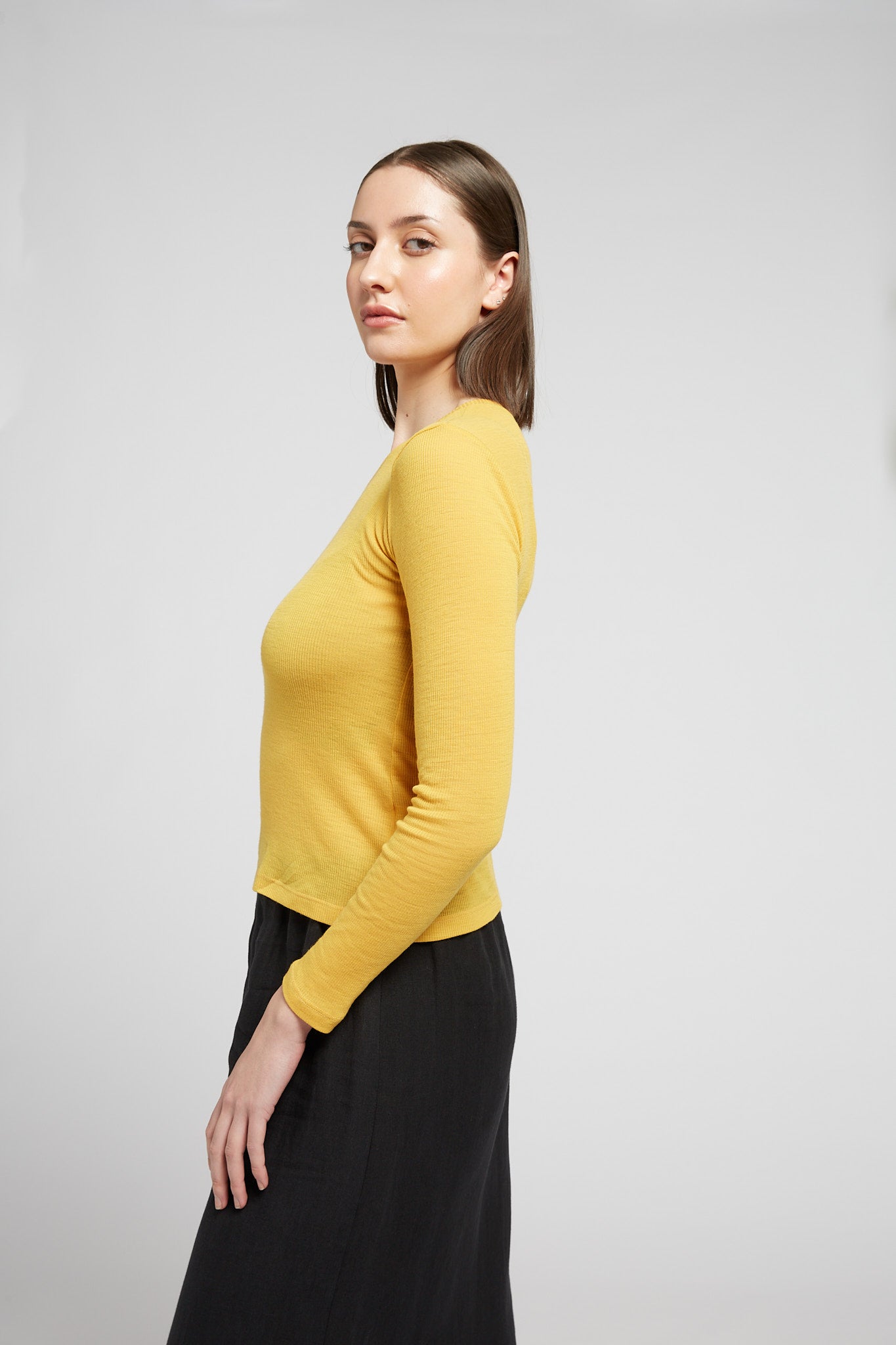 A.BCH A.34 Marigold Long Sleeve Thermal T-Shirt in Australian Merino