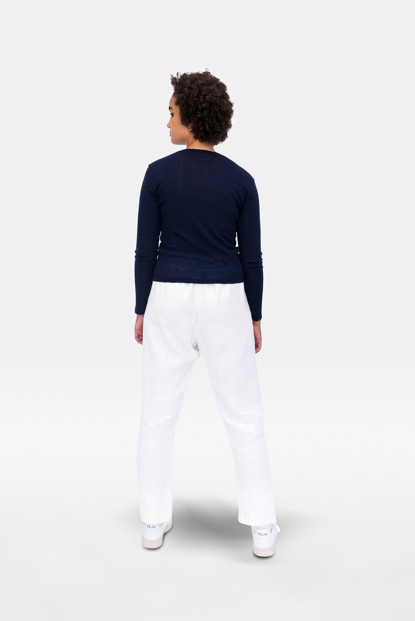 A.BCH A.34 Navy Long Sleeve Thermal T-Shirt in Australian Merino