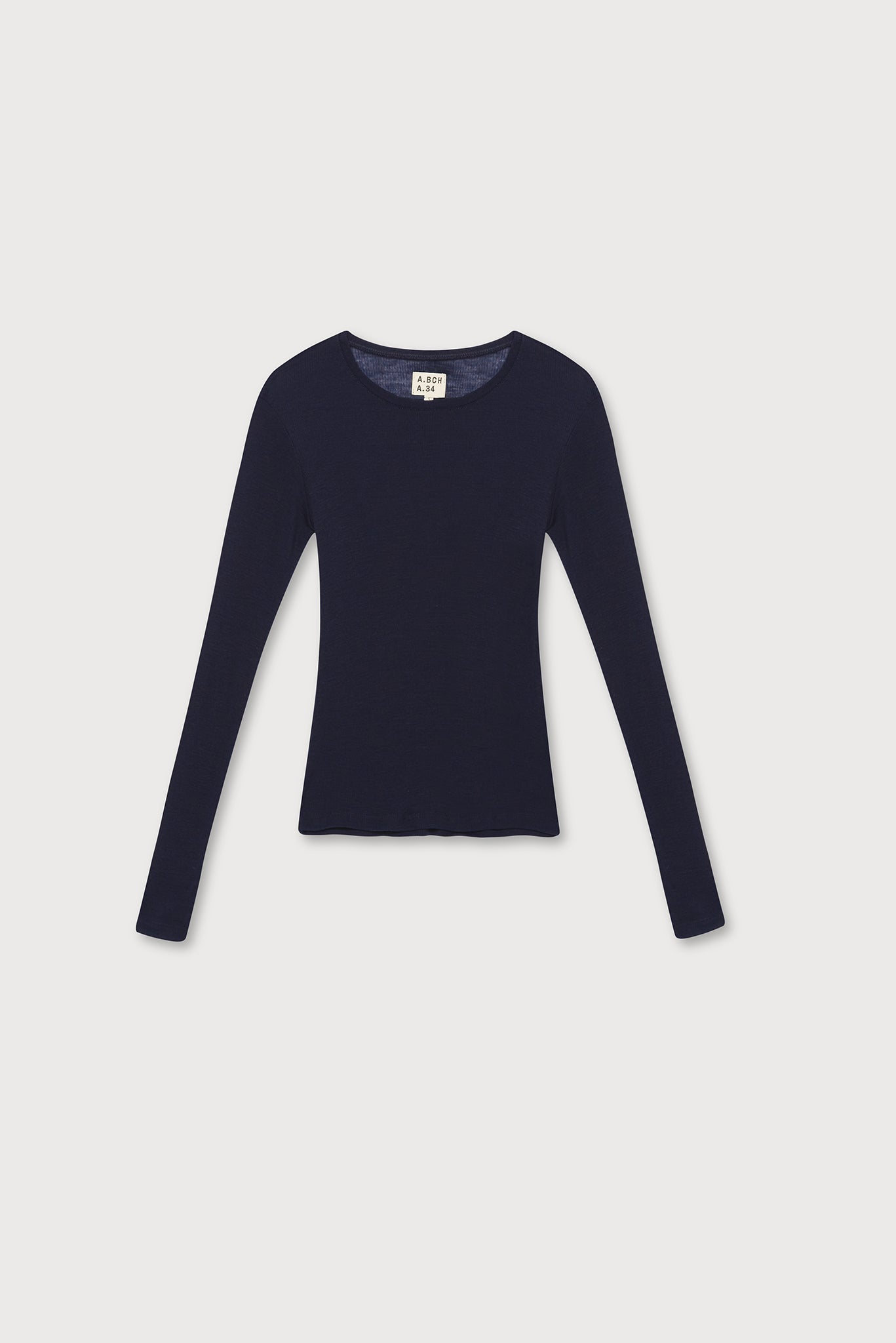 A.BCH A.34 Navy Long Sleeve Thermal T-Shirt in Australian Merino