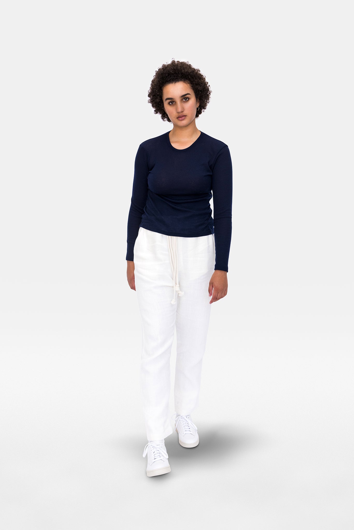 A.BCH A.34 Navy Long Sleeve Thermal T-Shirt in Australian Merino