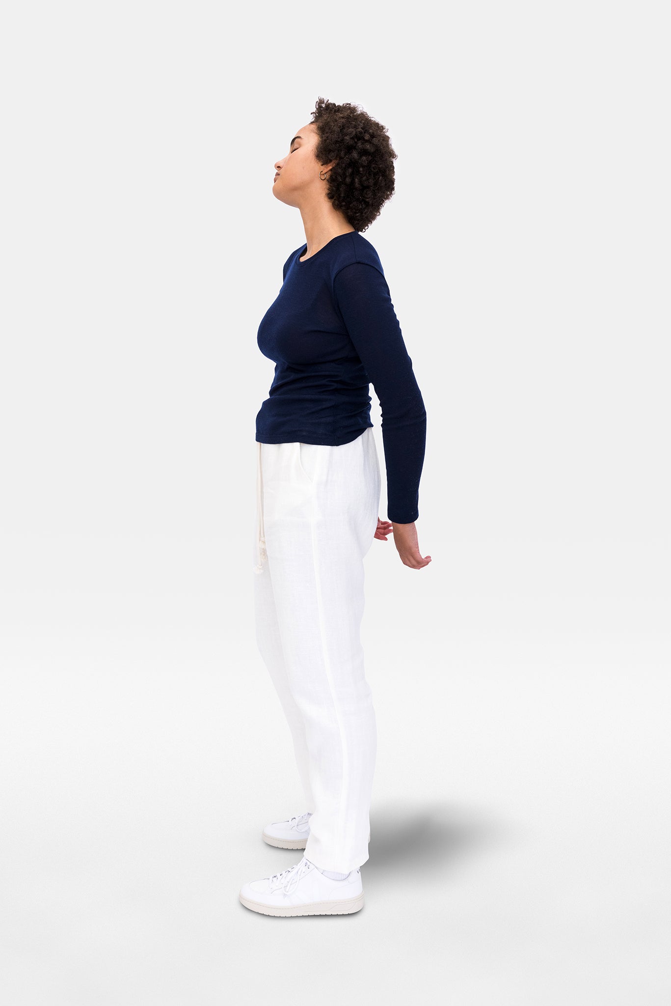 A.BCH A.34 Navy Long Sleeve Thermal T-Shirt in Australian Merino