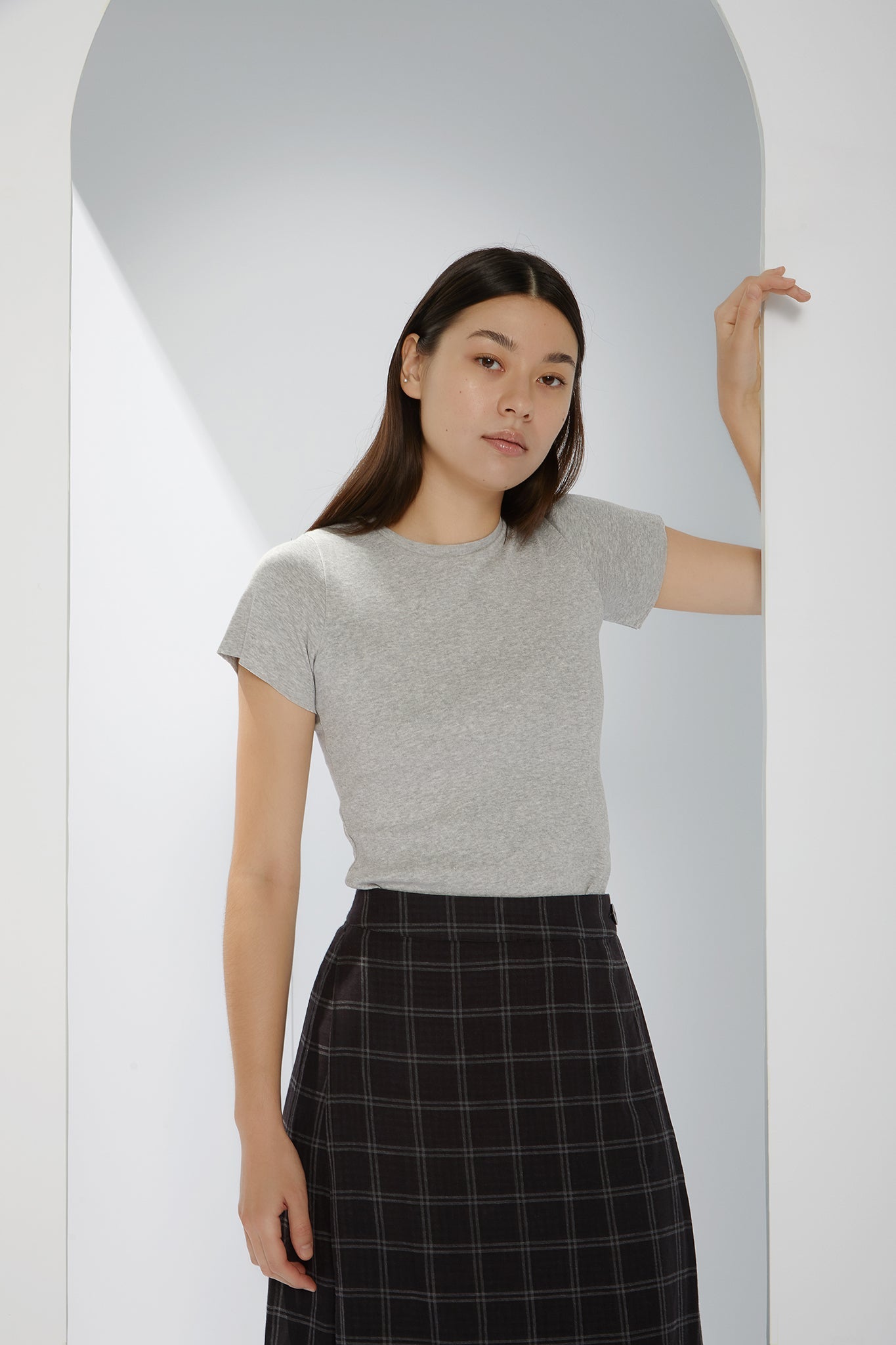 A.BCH A.35 Grey Marle Rib T-Shirt in Organic Cotton