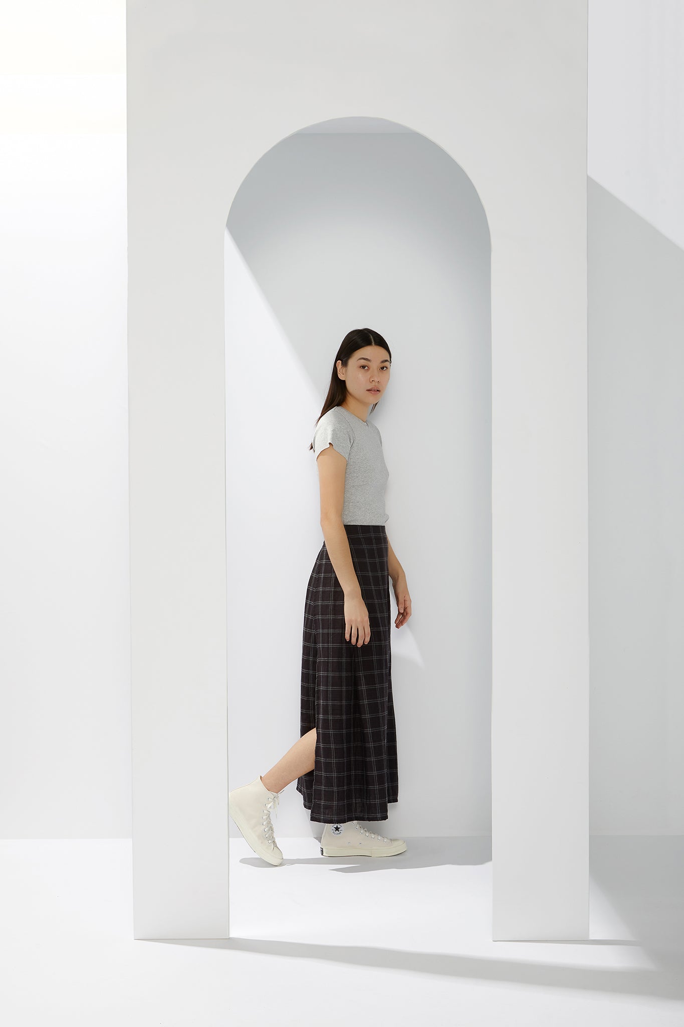 A.BCH A.35 Grey Marle Rib T-Shirt in Organic Cotton