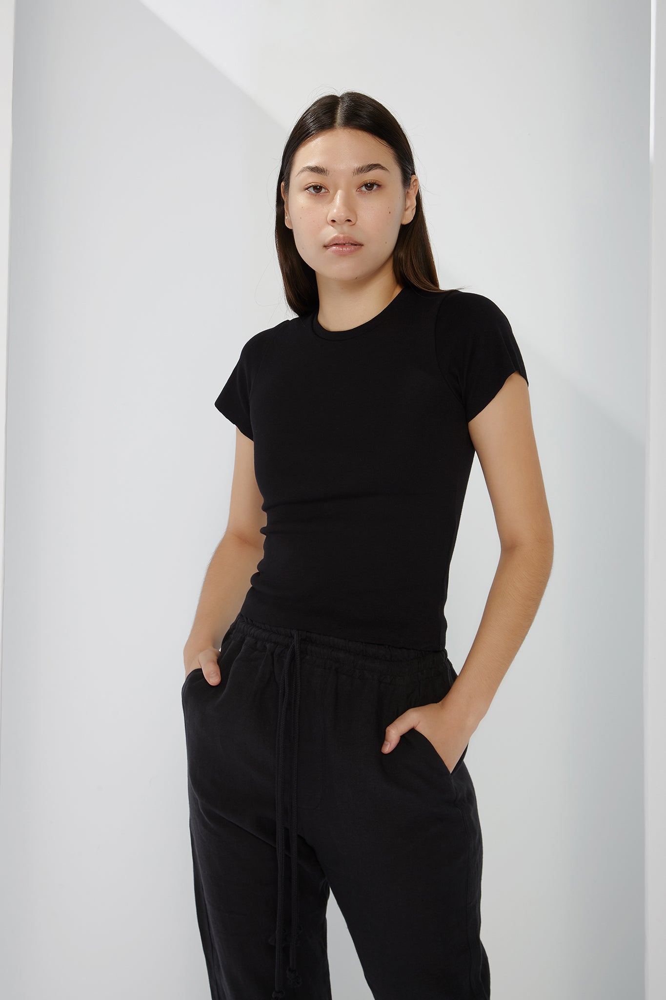 A.BCH A.35 Black Rib T-Shirt in Organic Cotton
