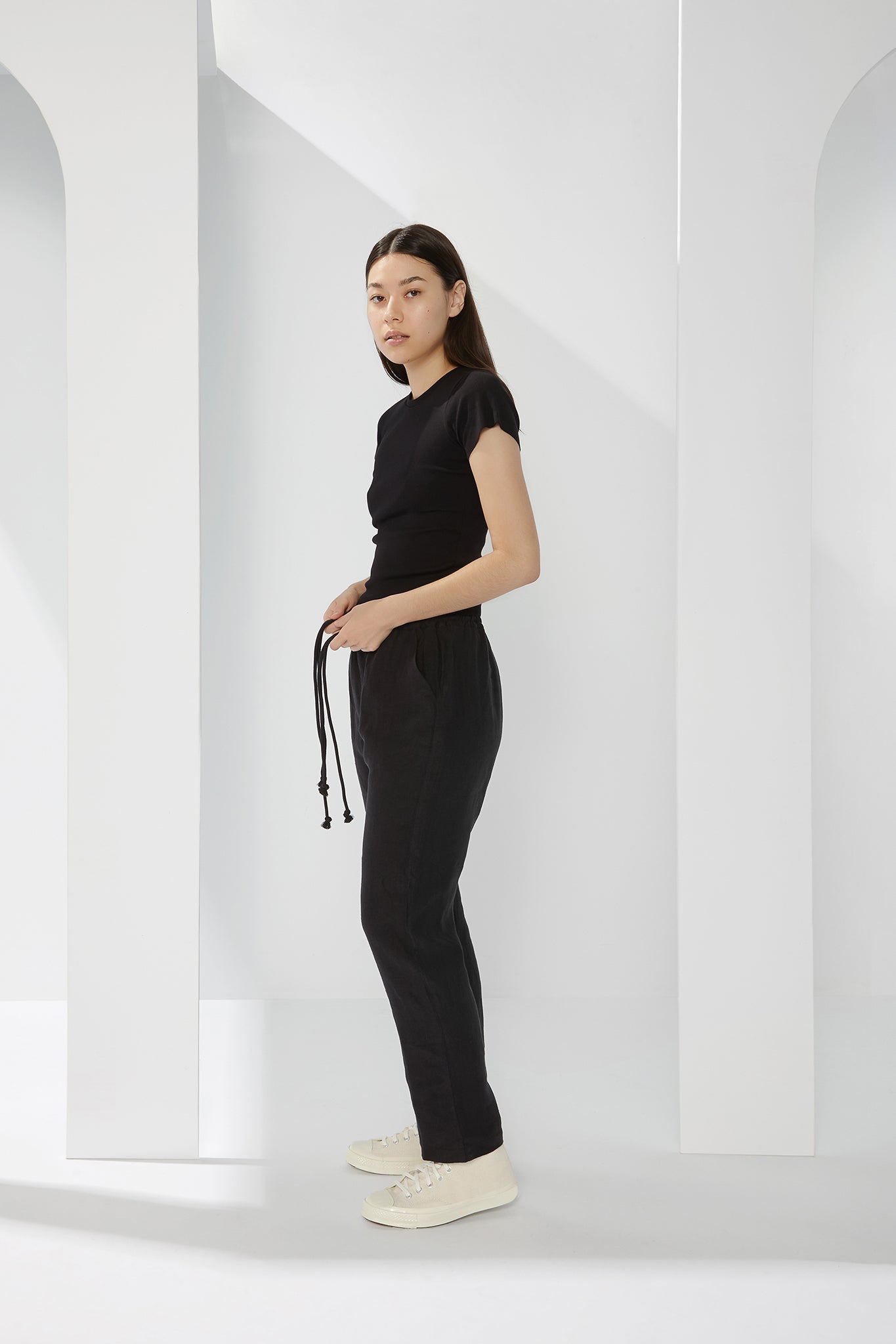A.BCH A.35 Black Rib T-Shirt in Organic Cotton