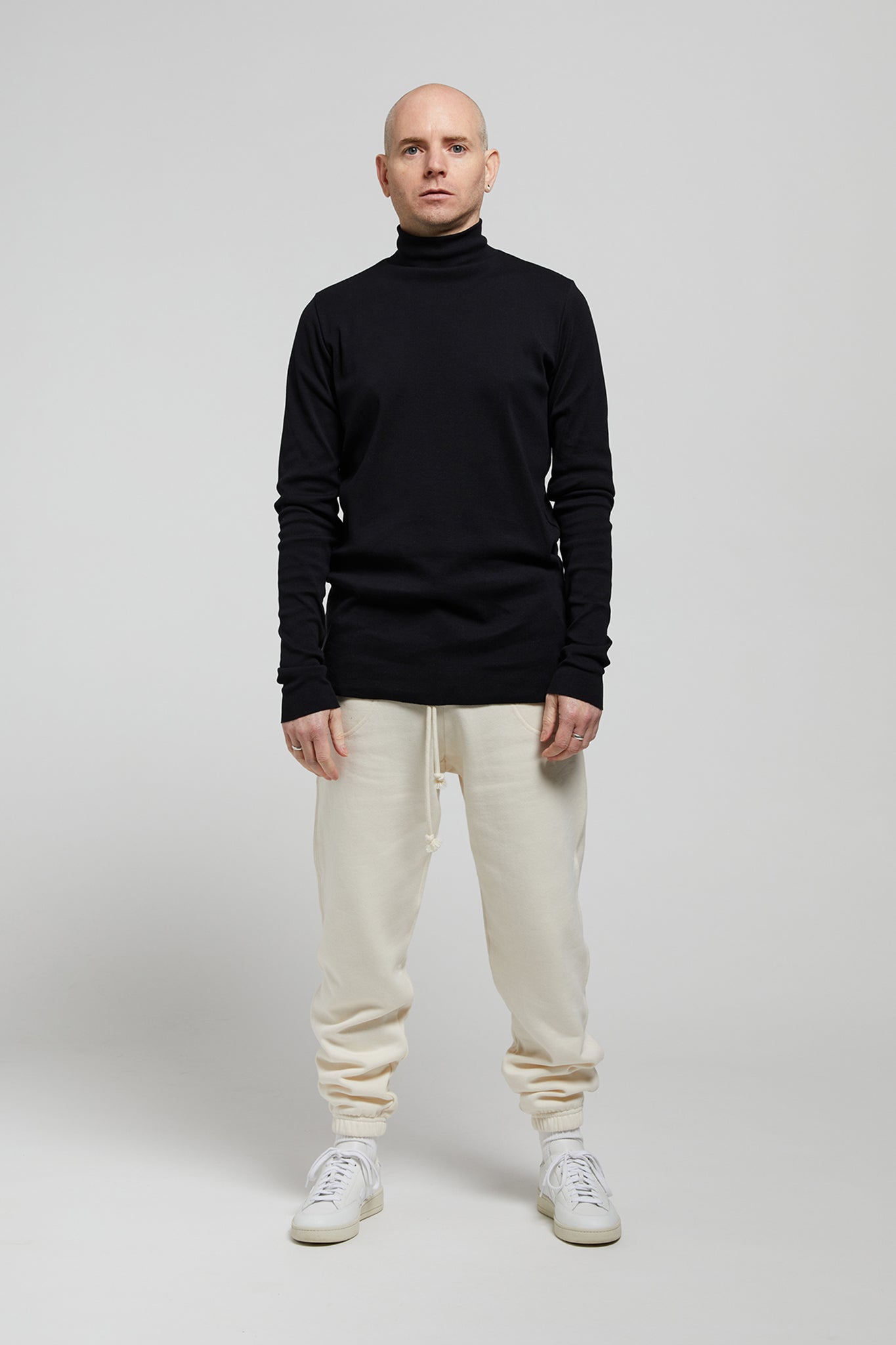 A.BCH A.36 Black Mock Neck Skivvy in Organic Cotton Rib