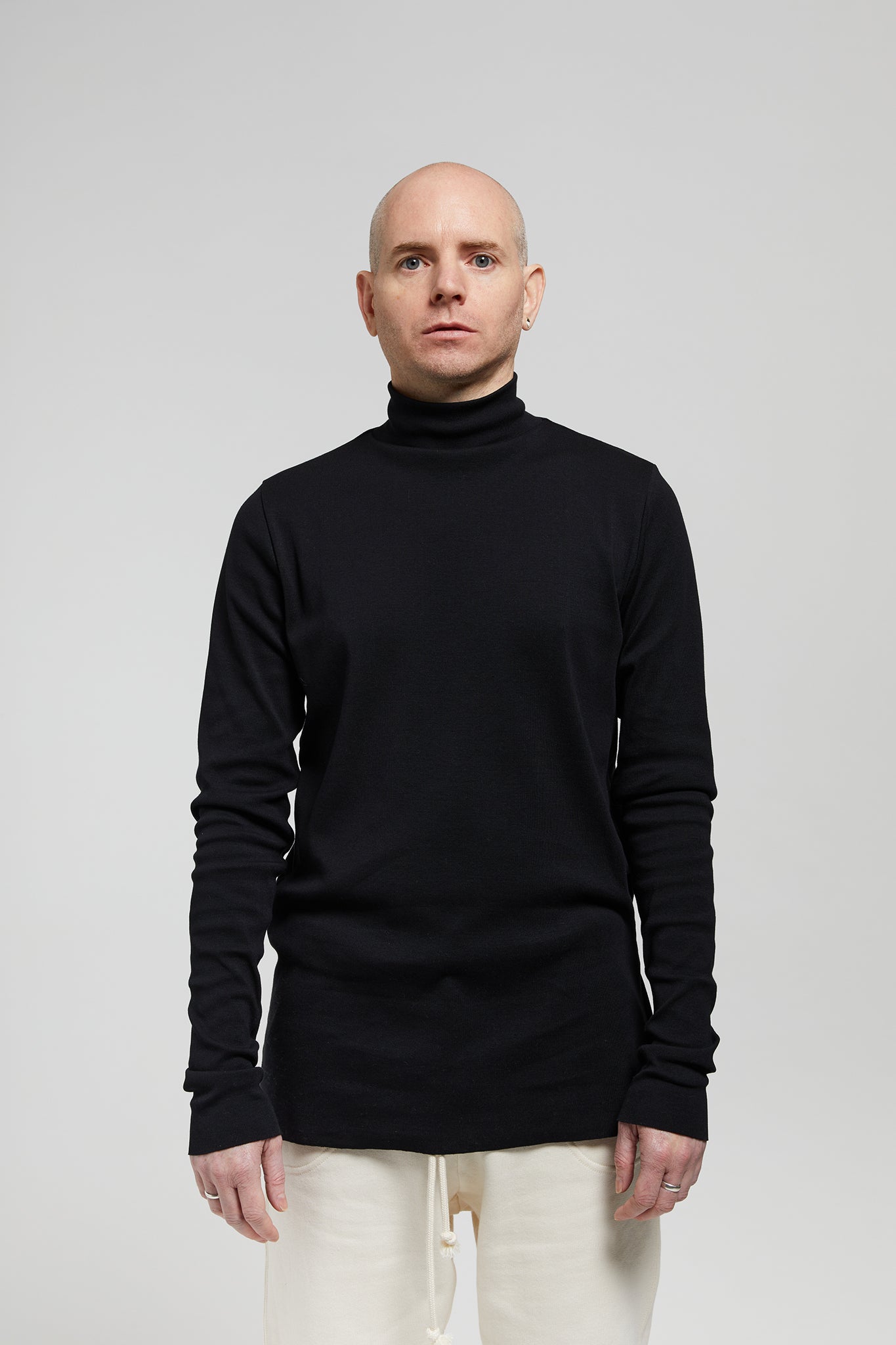 A.BCH A.36 Black Mock Neck Skivvy in Organic Cotton Rib