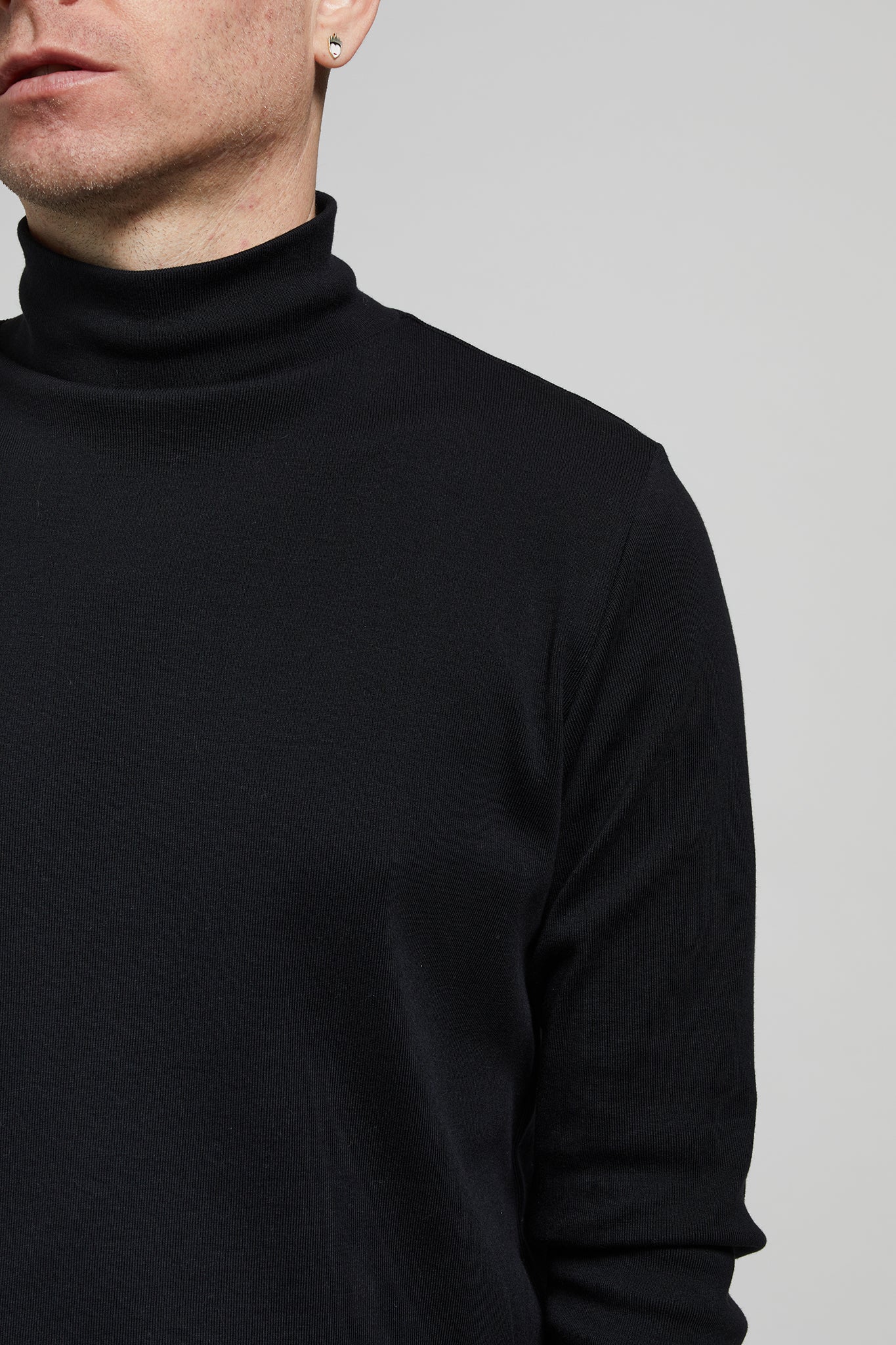 A.BCH A.36 Black Mock Neck Skivvy in Organic Cotton Rib