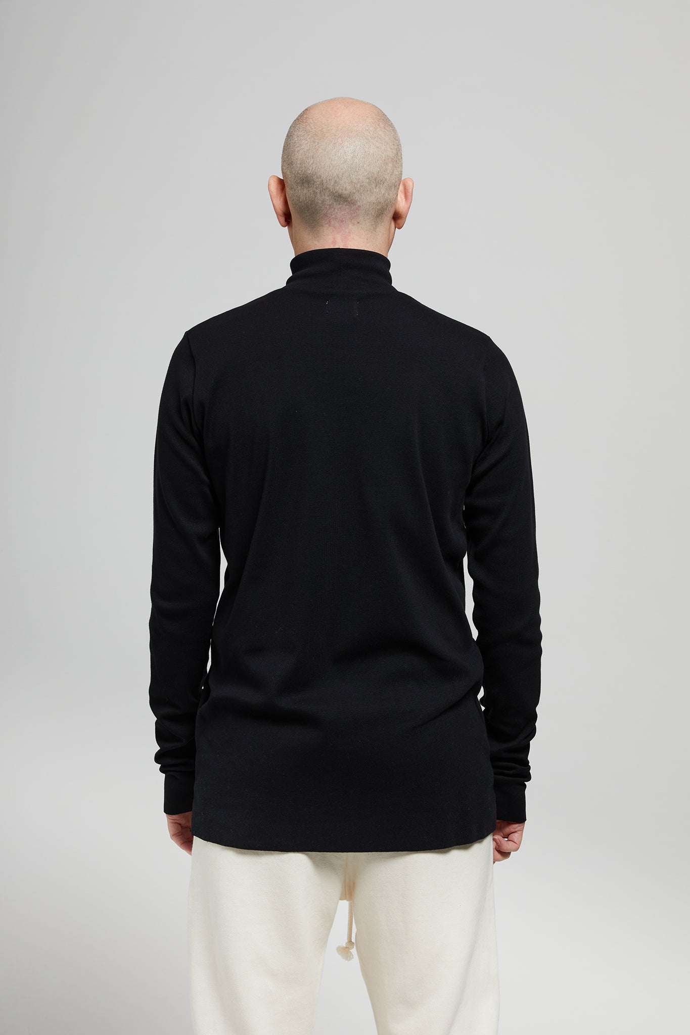 A.BCH A.36 Black Mock Neck Skivvy in Organic Cotton Rib
