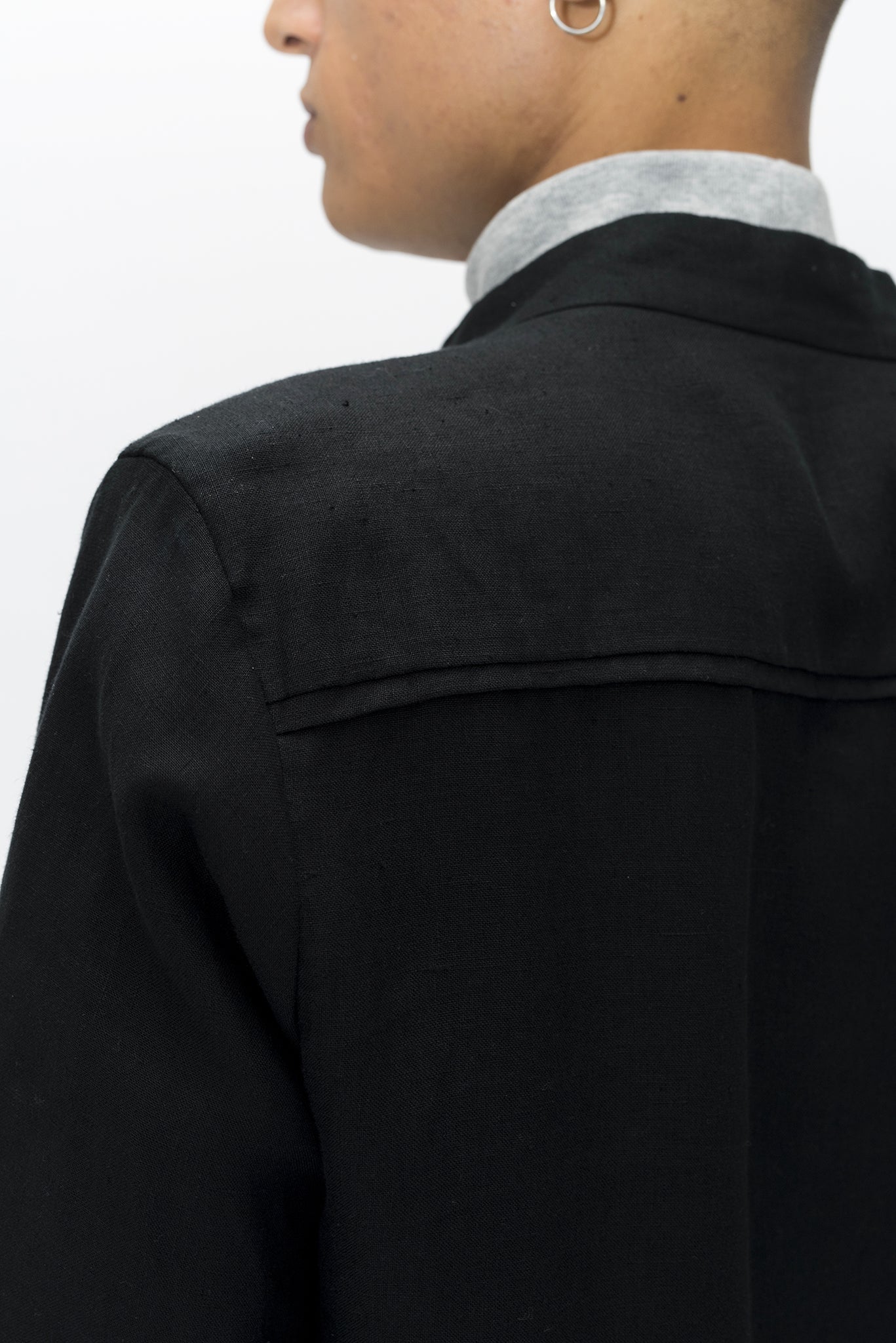 A.BCH A.36 Grey Marle Mock Neck Skivvy in Organic Cotton Rib