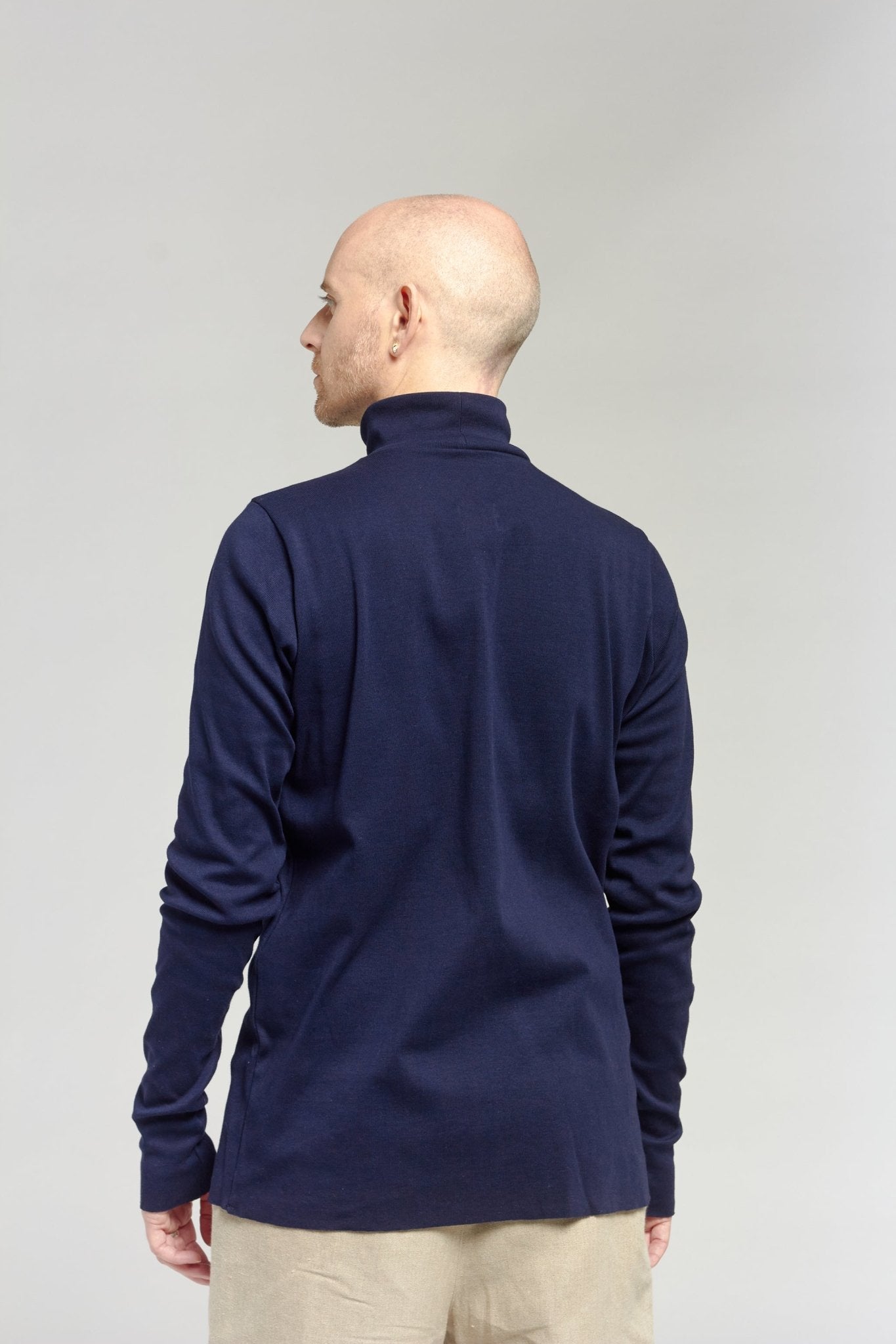 A.BCH A.36 Navy Mock Neck Skivvy in Organic Cotton Rib