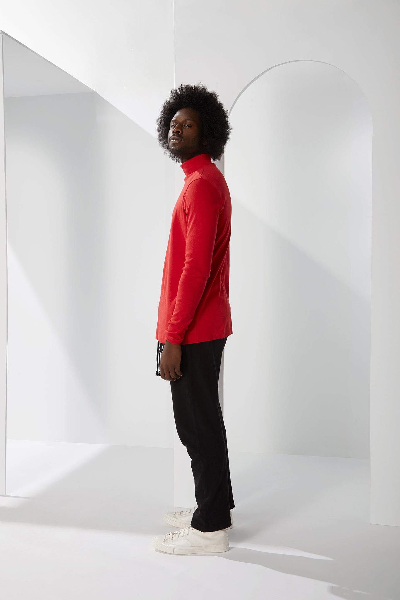 A.BCH A.36 Cherry Mock Neck Skivvy in Organic Cotton Rib