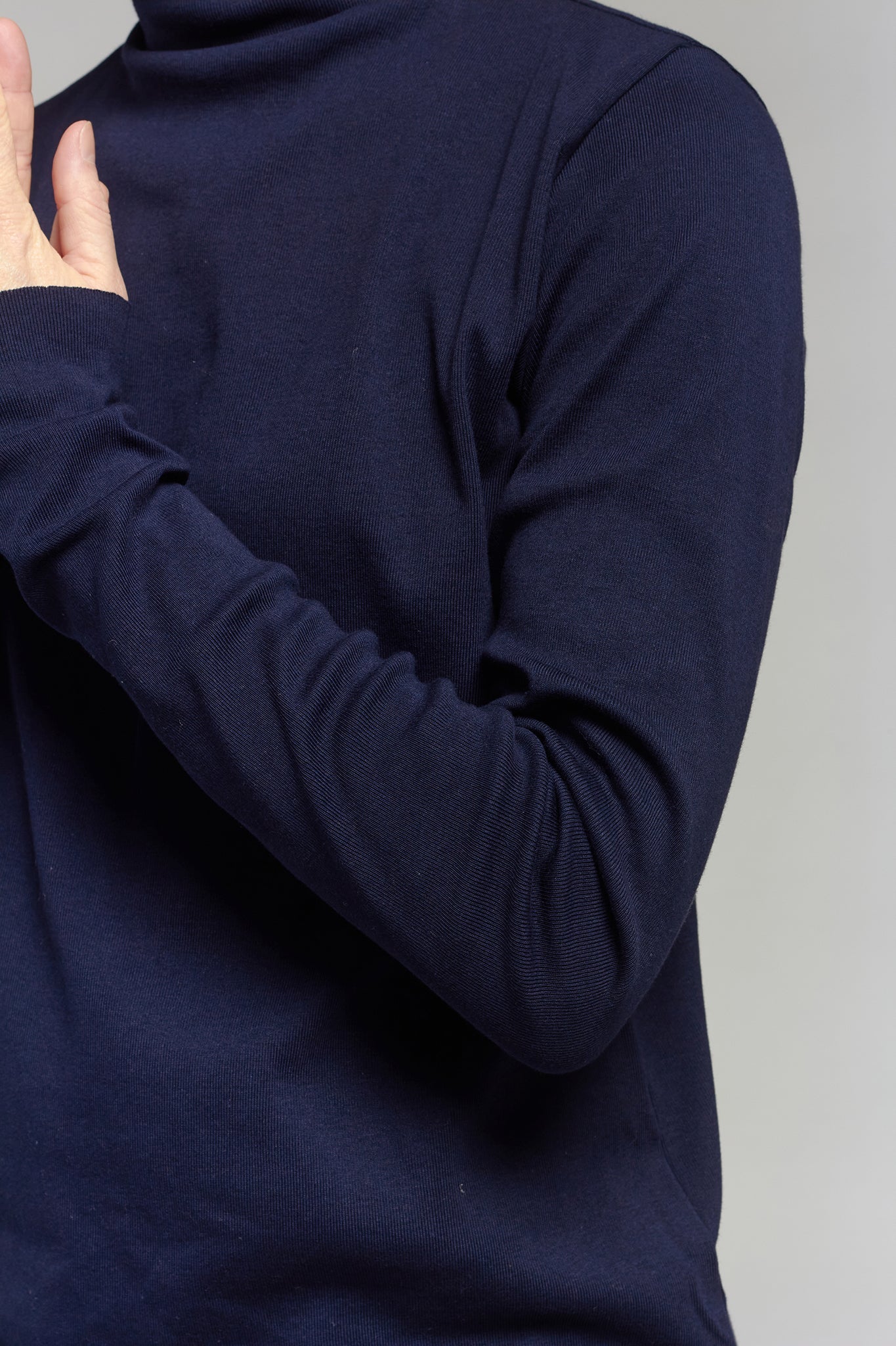 A.BCH A.36 Navy Mock Neck Skivvy in Organic Cotton Rib