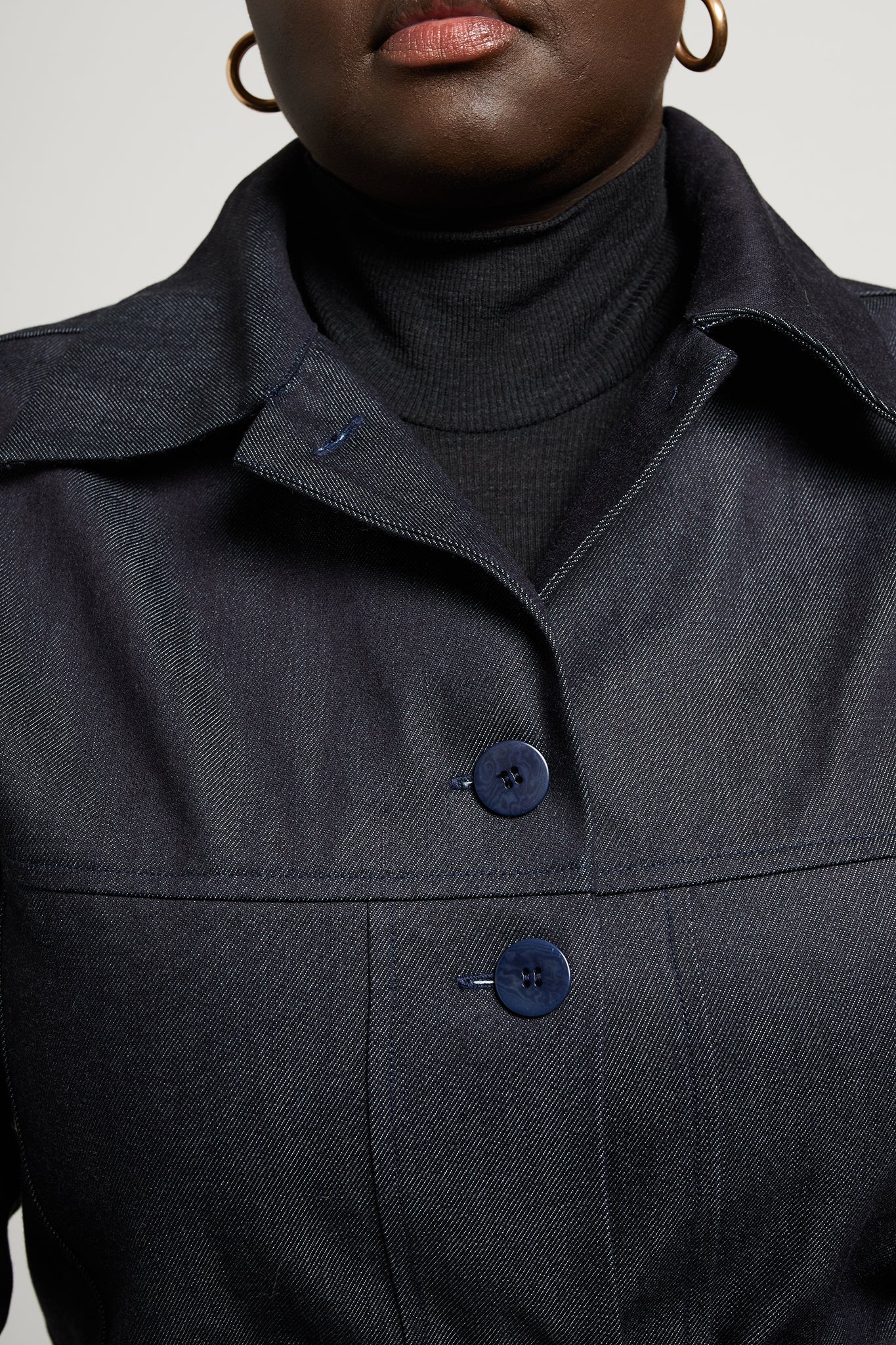 A.BCH A.38 Dark Indigo Raw Denim Trench Coat in Organic Cotton