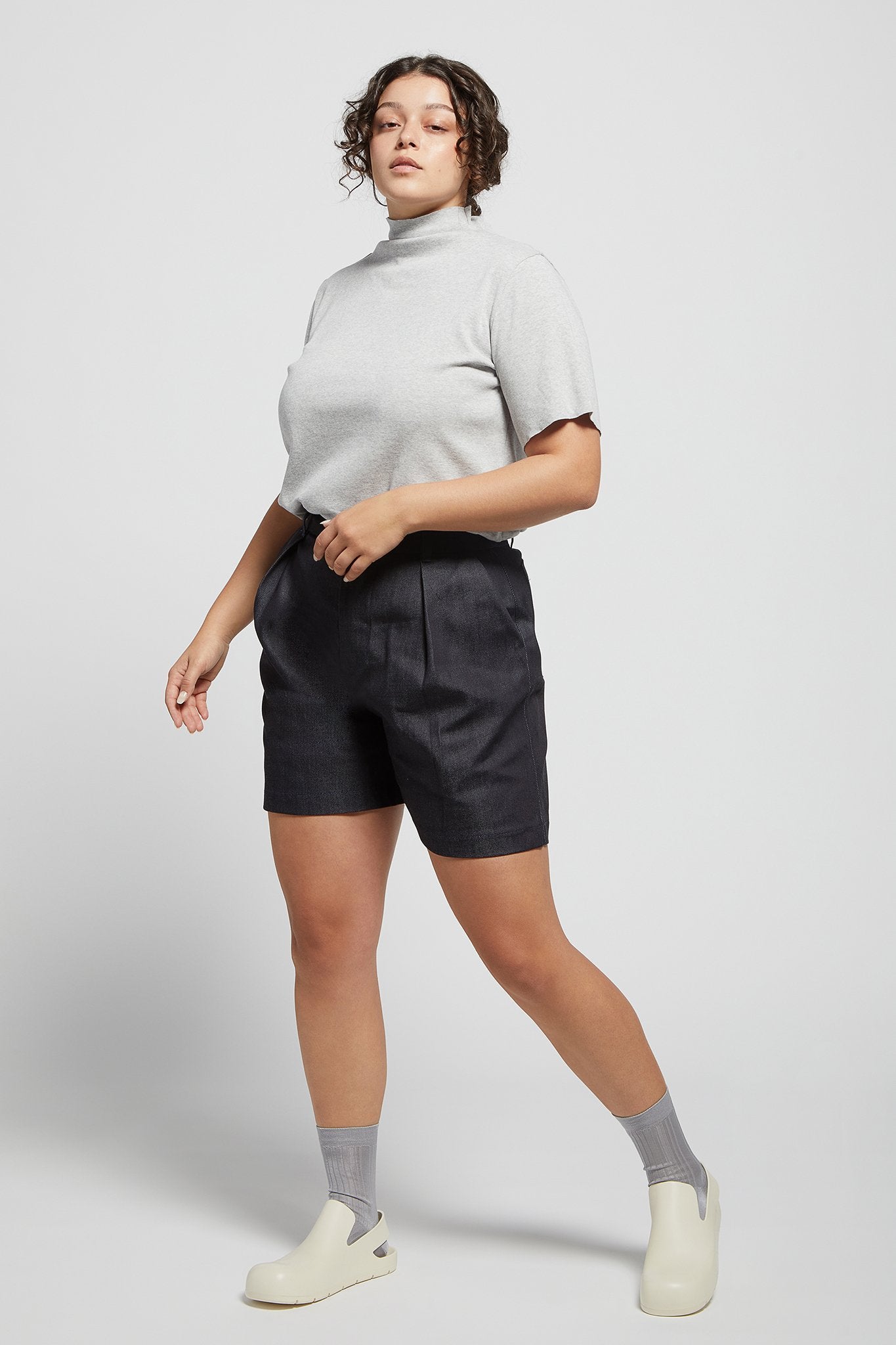 A.BCH A.39 Dark Indigo Raw Denim Tailored Shorts in Organic Cotton