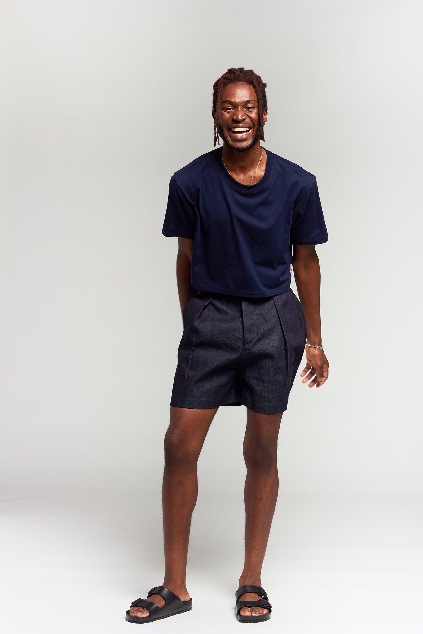 A.BCH A.39 Dark Indigo Raw Denim Tailored Shorts in Organic Cotton