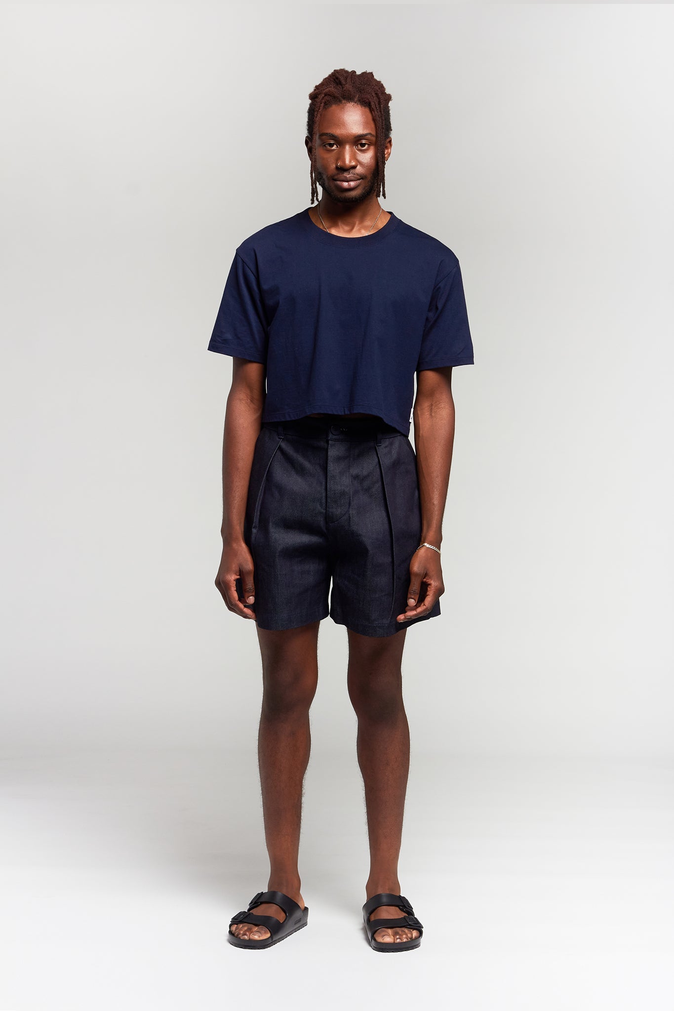 A.BCH A.39 Dark Indigo Raw Denim Tailored Shorts in Organic Cotton
