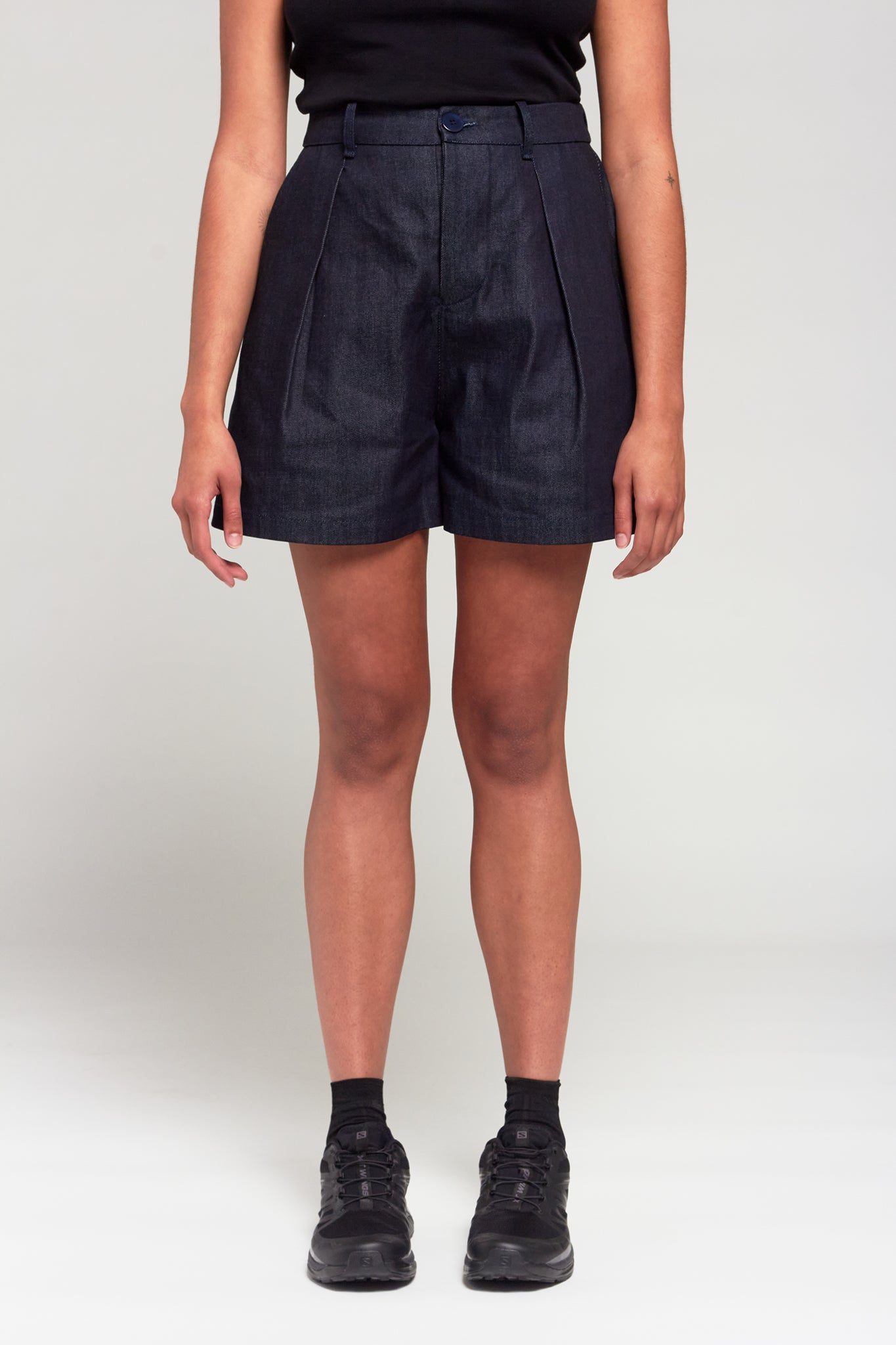 A.BCH A.39 Dark Indigo Raw Denim Tailored Shorts in Organic Cotton