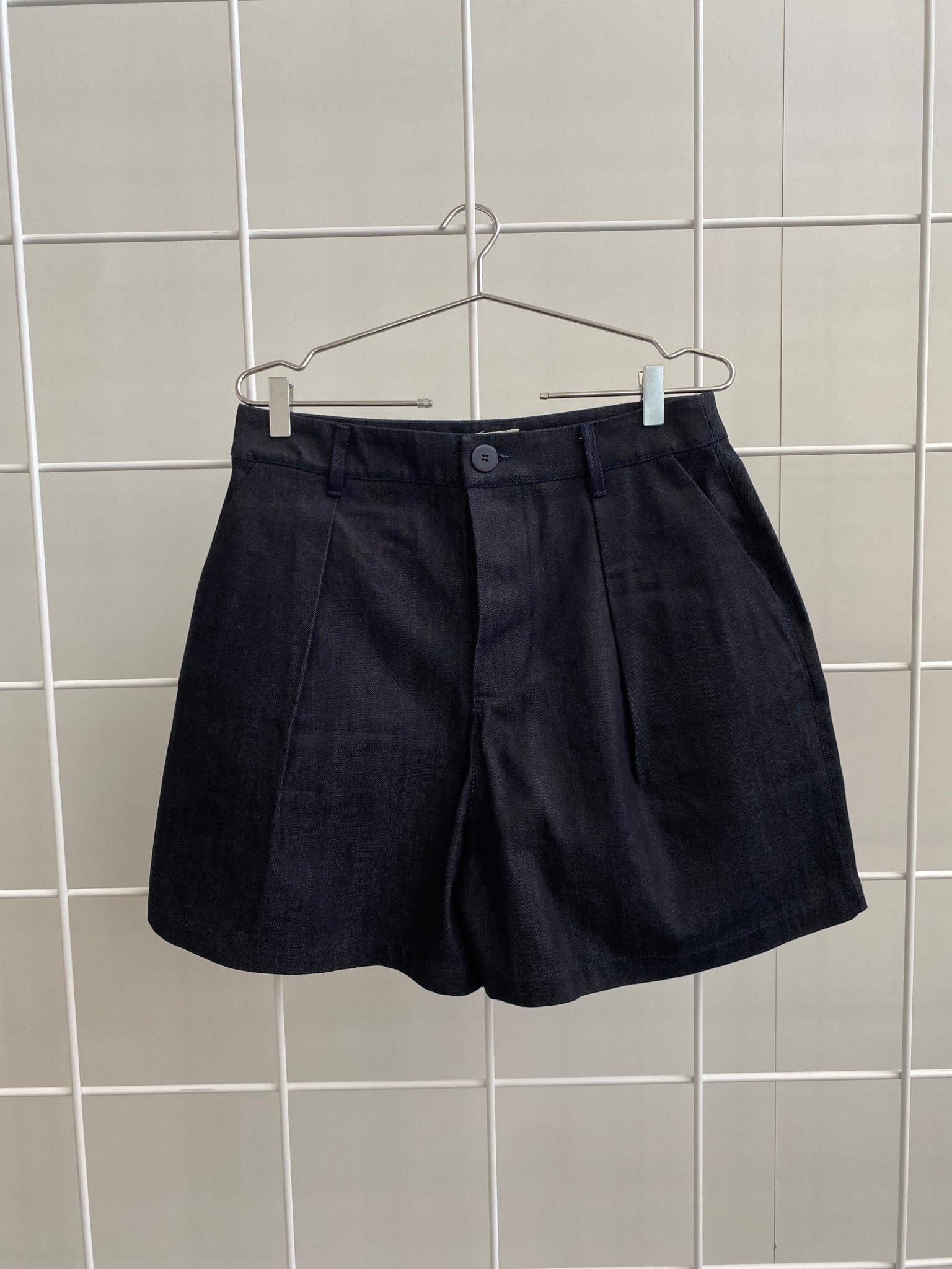 A.BCH A.39 Dark Indigo Raw Denim Tailored Shorts in Organic Cotton