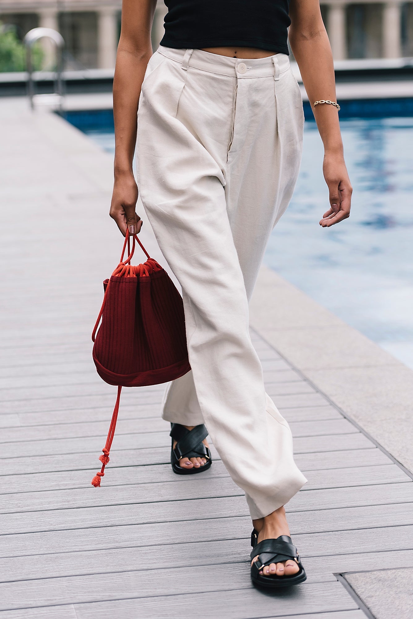 A.BCH A.39 Oyster Organic Linen Tailored Trousers