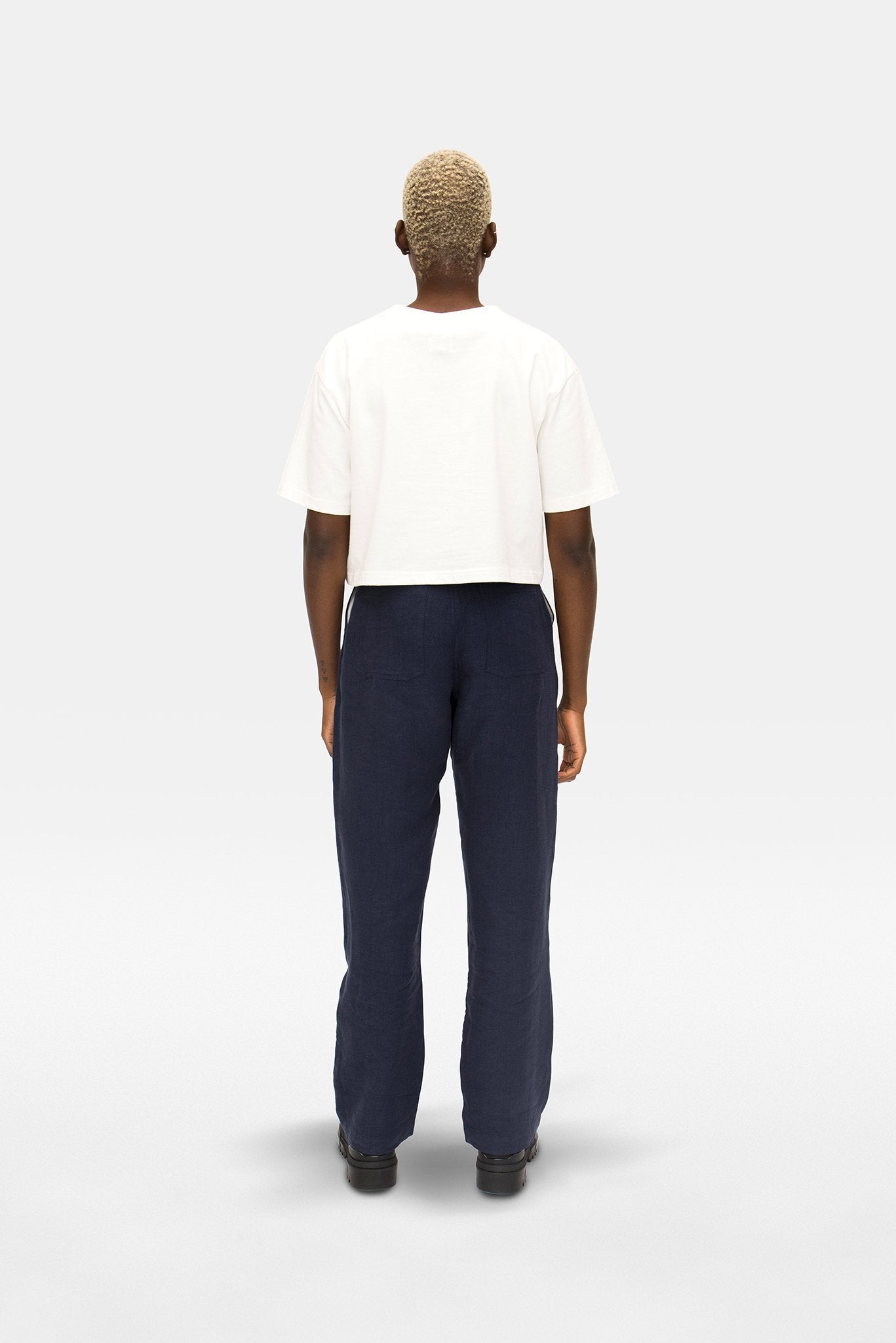 A.BCH A.39 Navy Organic Linen Tailored Trousers