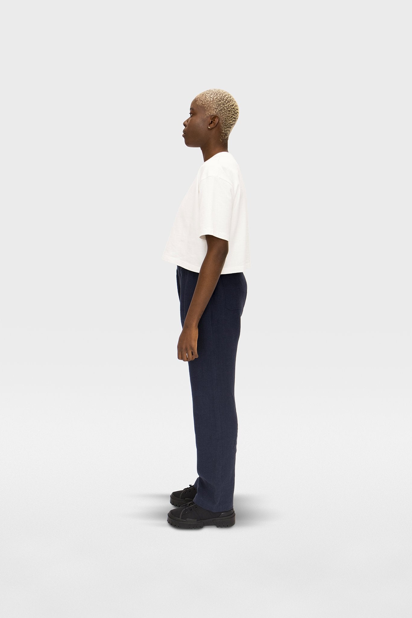 A.BCH A.39 Navy Organic Linen Tailored Trousers