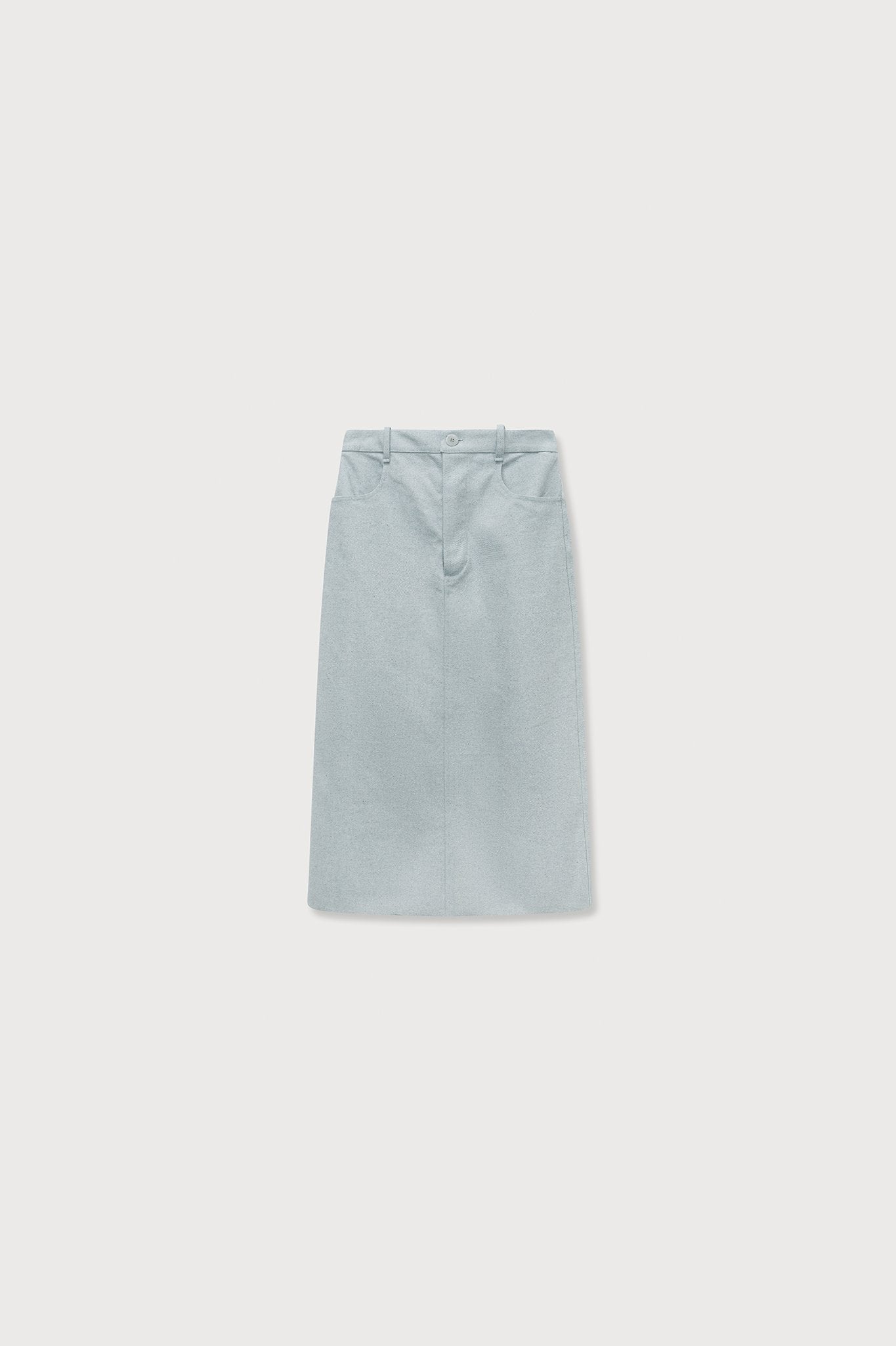 A.BCH A.40 Light Indigo Denim Midi Skirt in Recycled Cotton