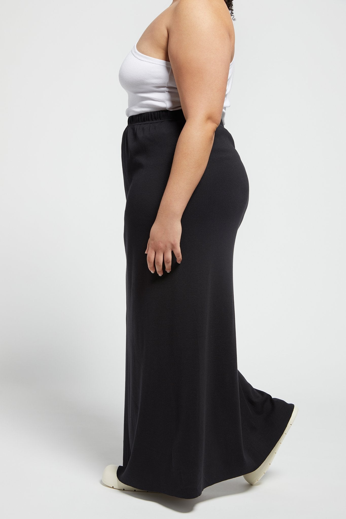 A.BCH A.41 Black Long Rib Split Skirt in Organic Cotton