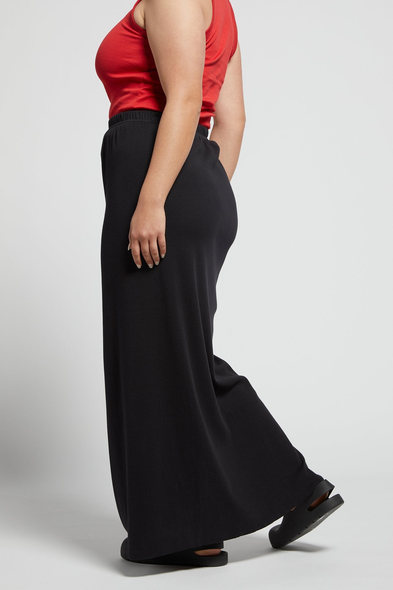 A.BCH A.41 Black Long Rib Split Skirt in Organic Cotton