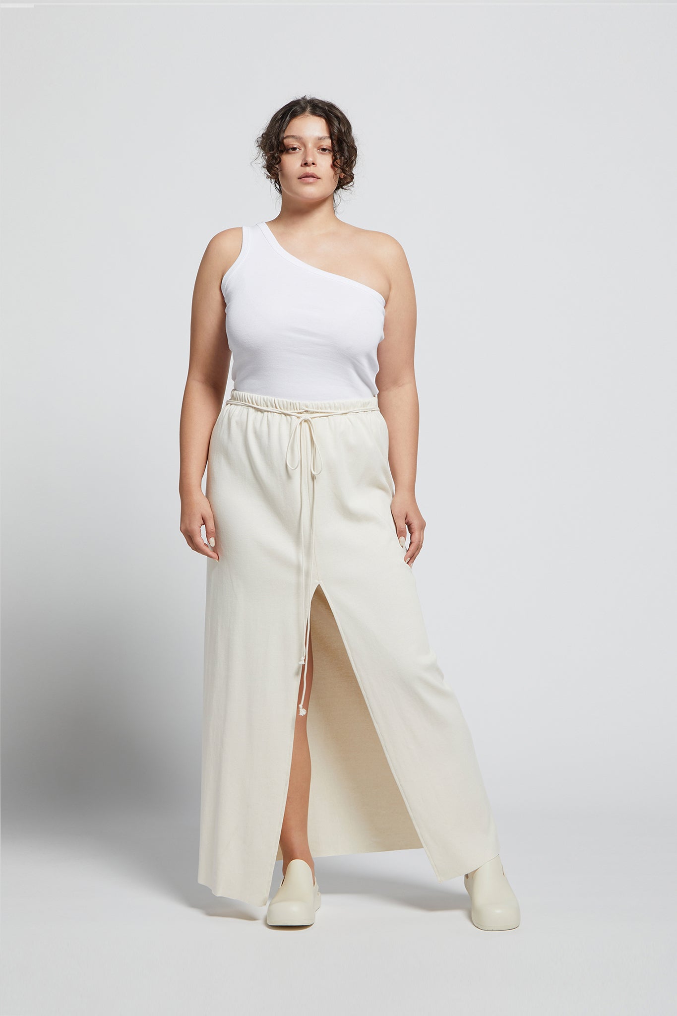 A.BCH A.41 Undyed Rib Split Skirt in Organic Cotton