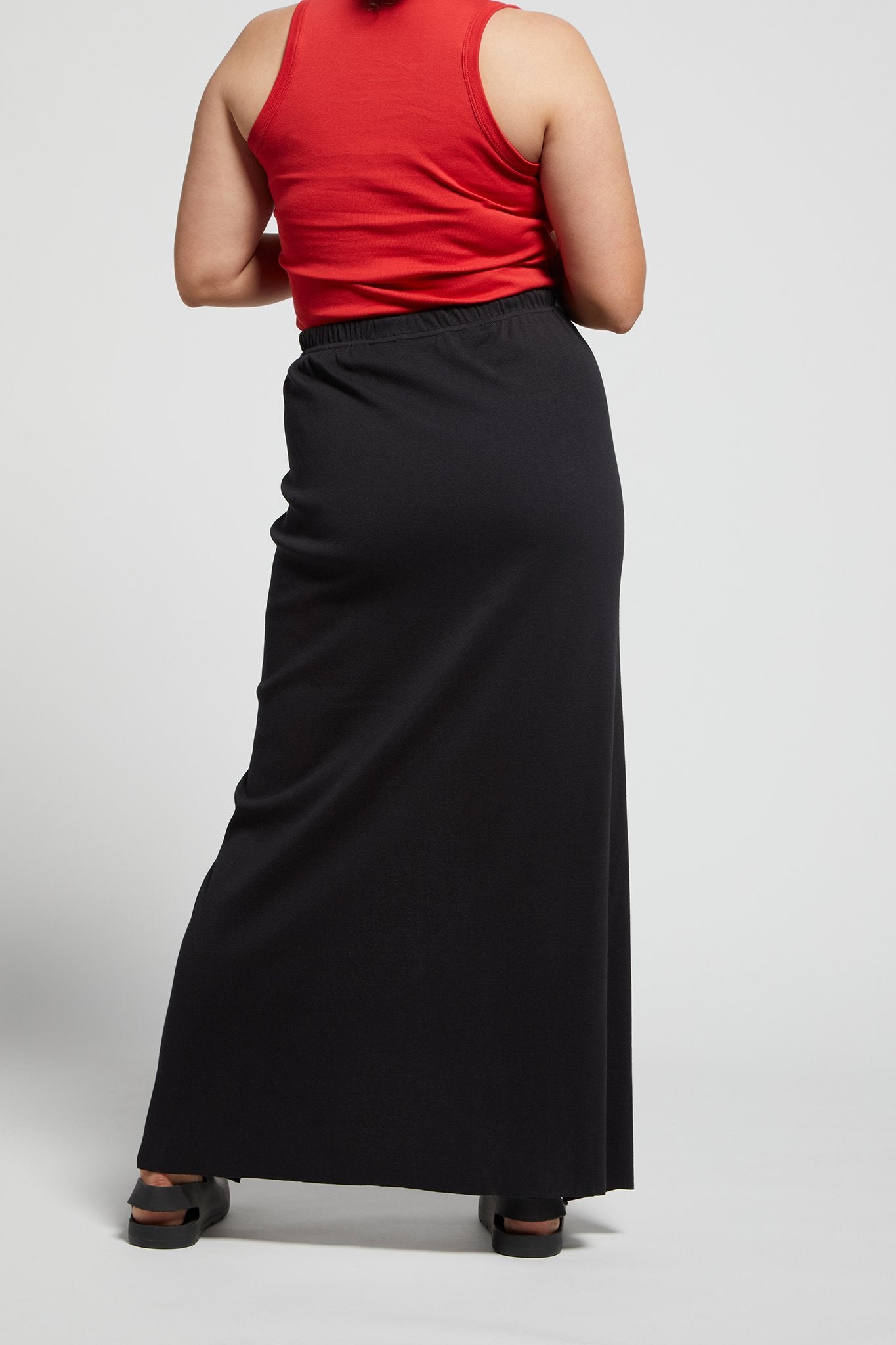 A.BCH A.41 Black Long Rib Split Skirt in Organic Cotton