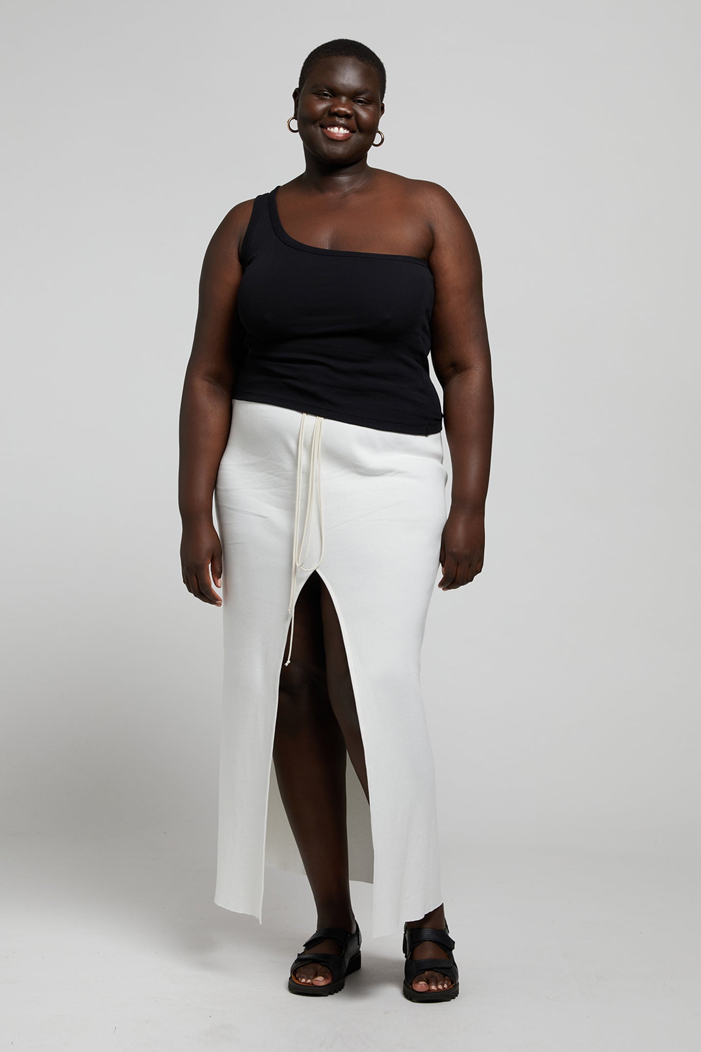 A.BCH A.41 Bone Rib Split Skirt in Organic Cotton