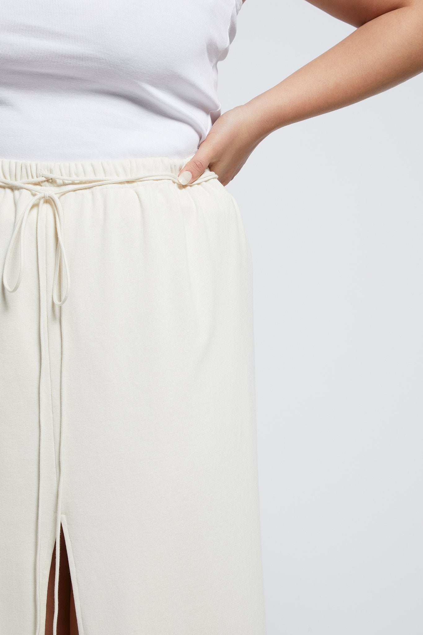A.BCH A.41 Undyed Rib Split Skirt in Organic Cotton