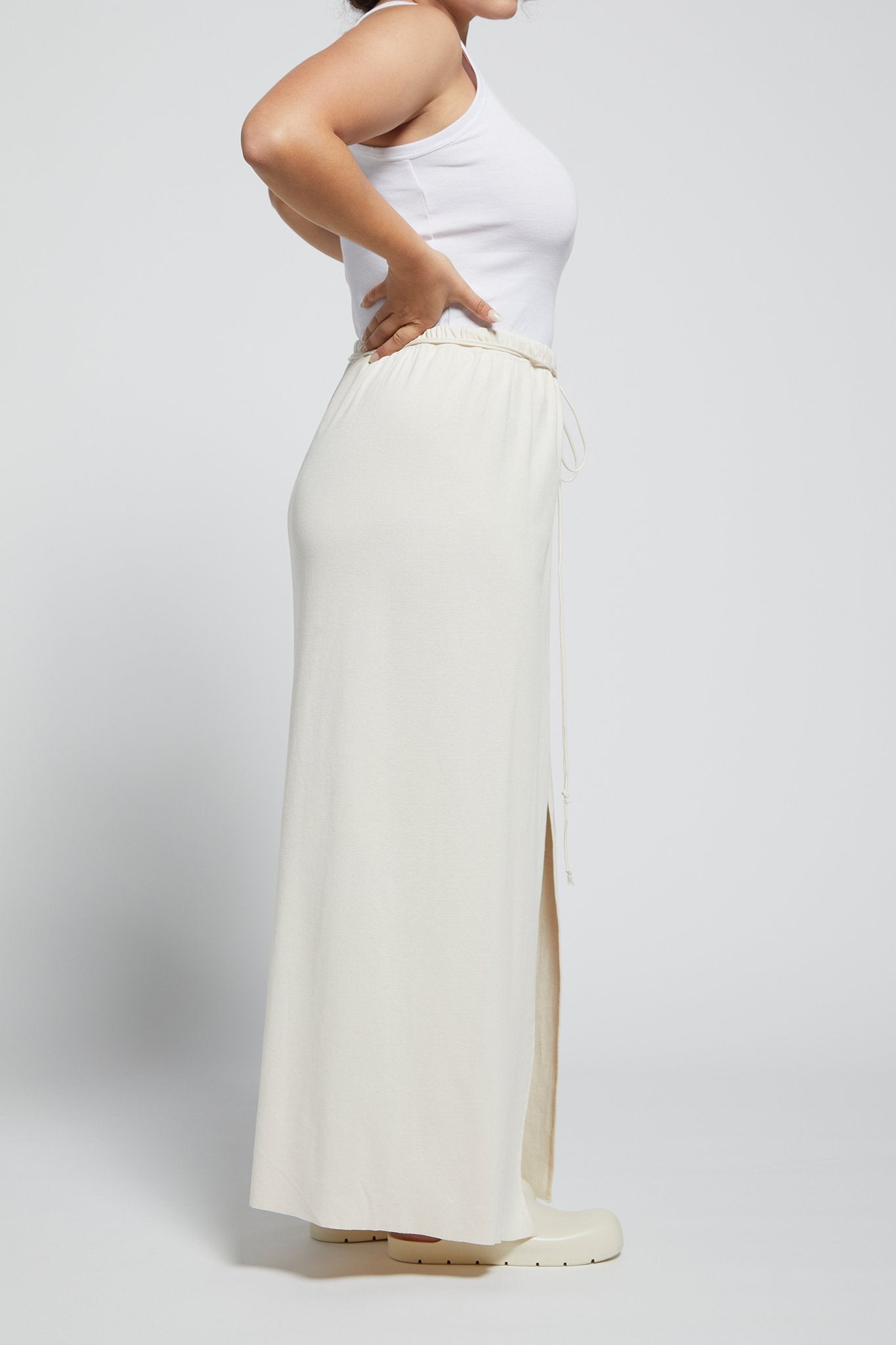 A.BCH A.41 Undyed Rib Split Skirt in Organic Cotton