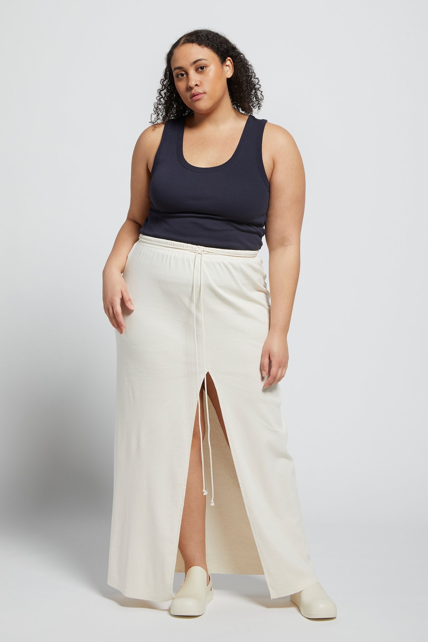 A.BCH A.41 Undyed Rib Split Skirt in Organic Cotton