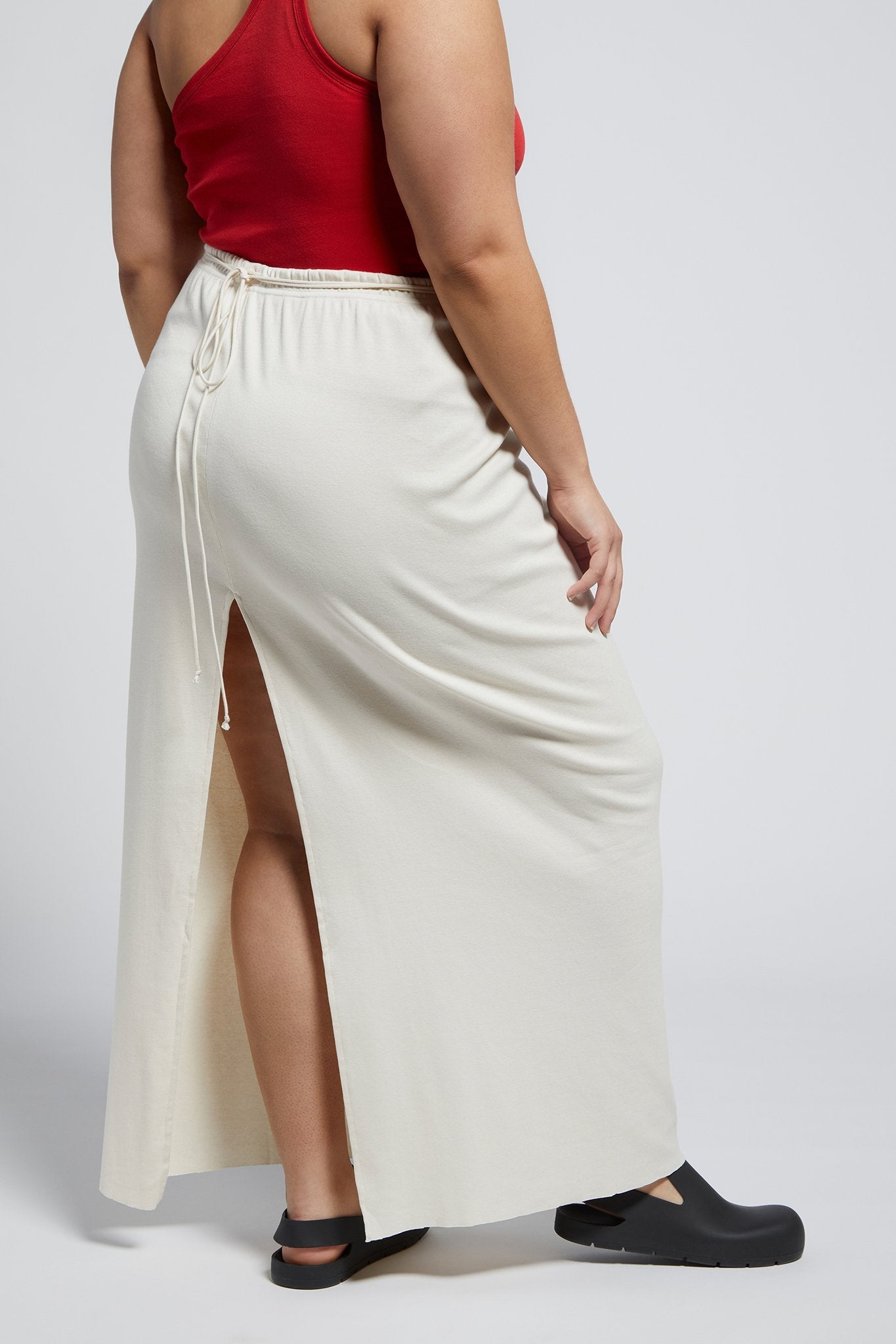 A.BCH A.41 Undyed Rib Split Skirt in Organic Cotton