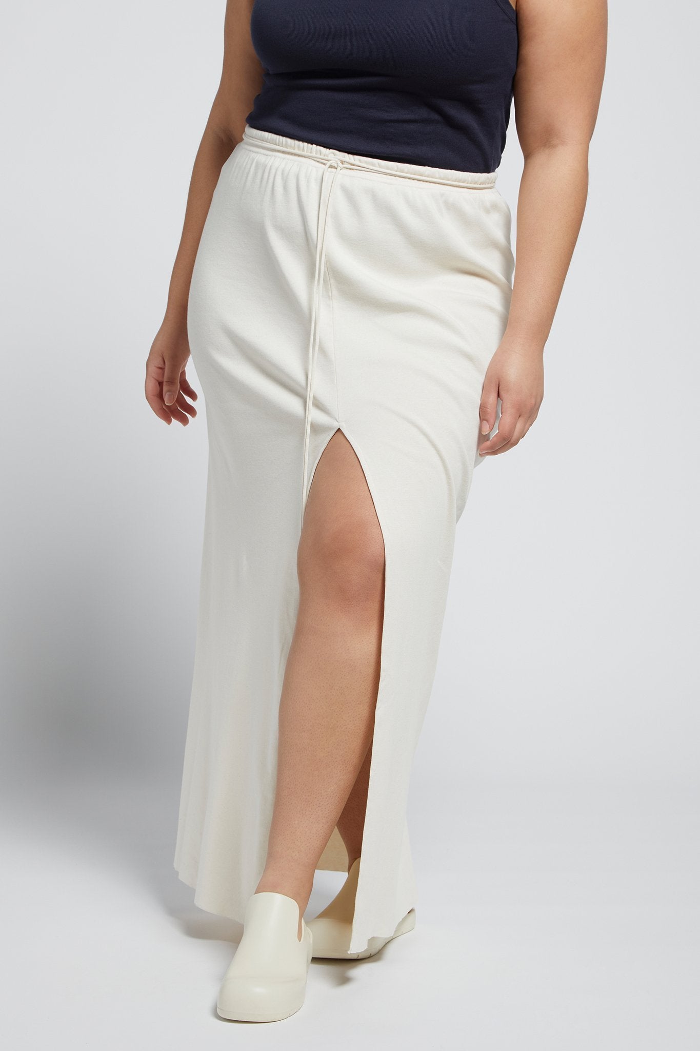 A.BCH A.41 Undyed Rib Split Skirt in Organic Cotton