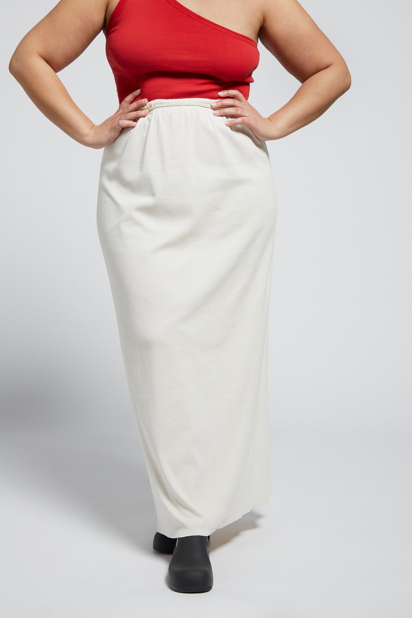 A.BCH A.41 Undyed Rib Split Skirt in Organic Cotton
