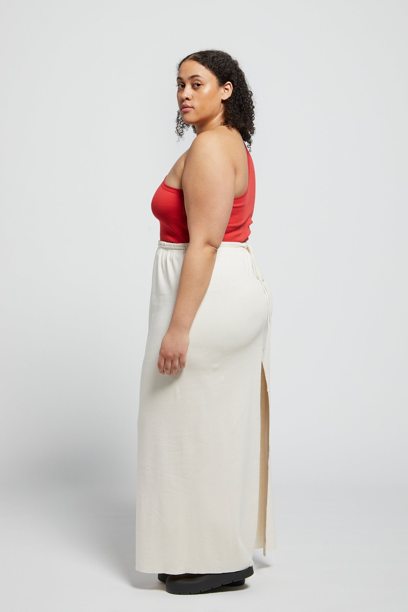 A.BCH A.41 Undyed Rib Split Skirt in Organic Cotton