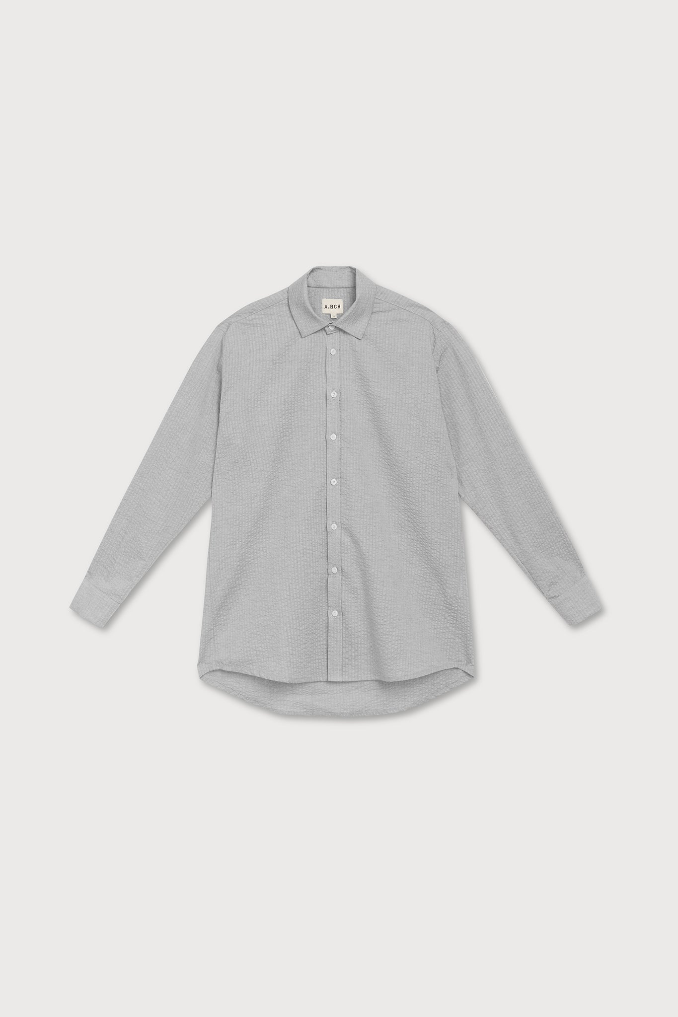 A.BCH A.42 Grey Marle Oversized Shirt in Organic Cotton Seersucker