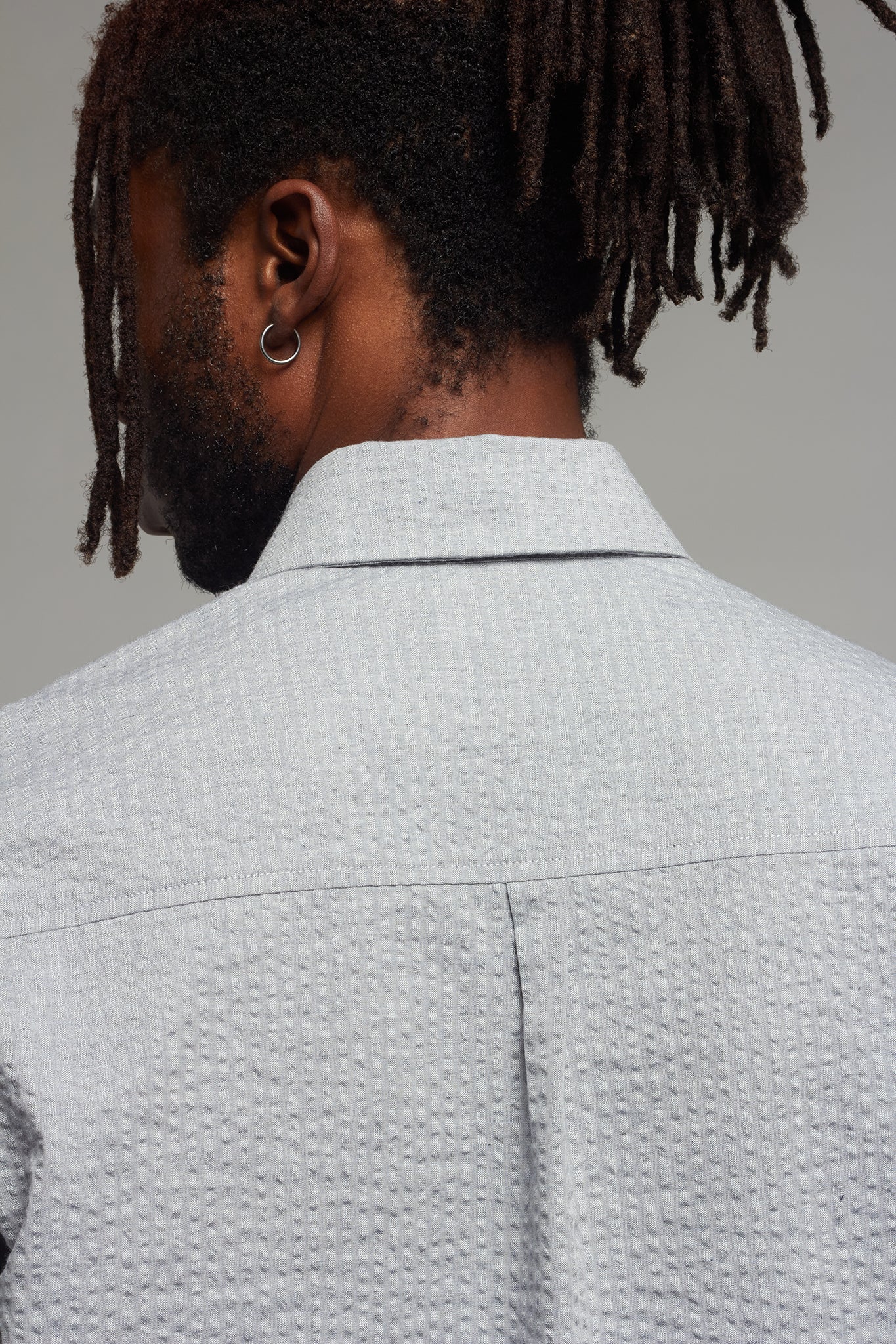 A.BCH A.42 Grey Marle Oversized Shirt in Organic Cotton Seersucker