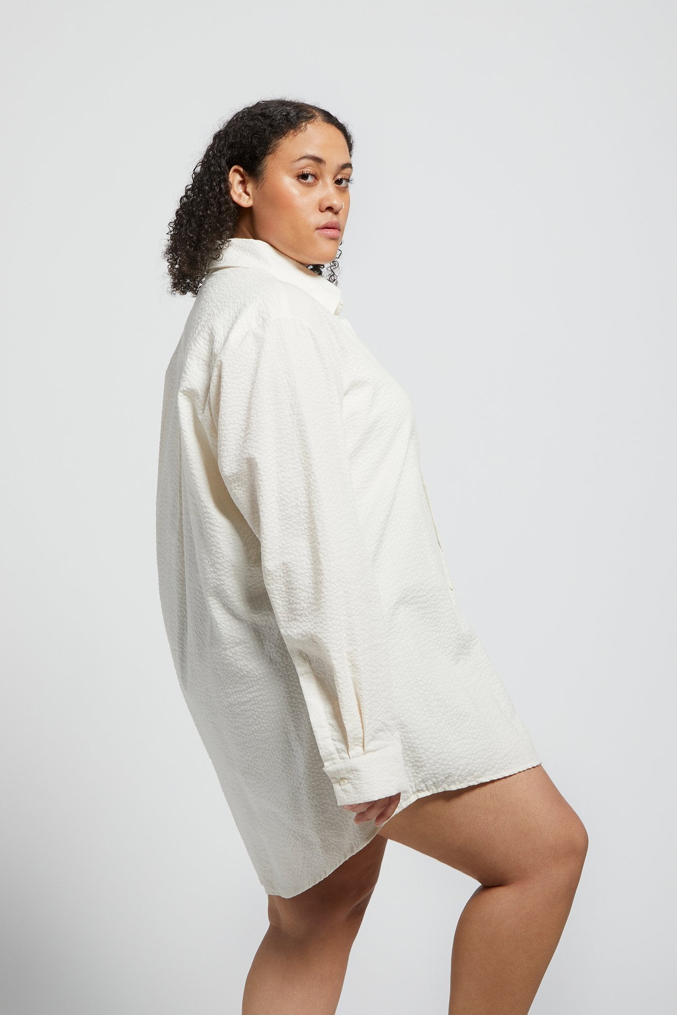 A.BCH A.42 Undyed Oversize Shirt in Organic Cotton Seersucker