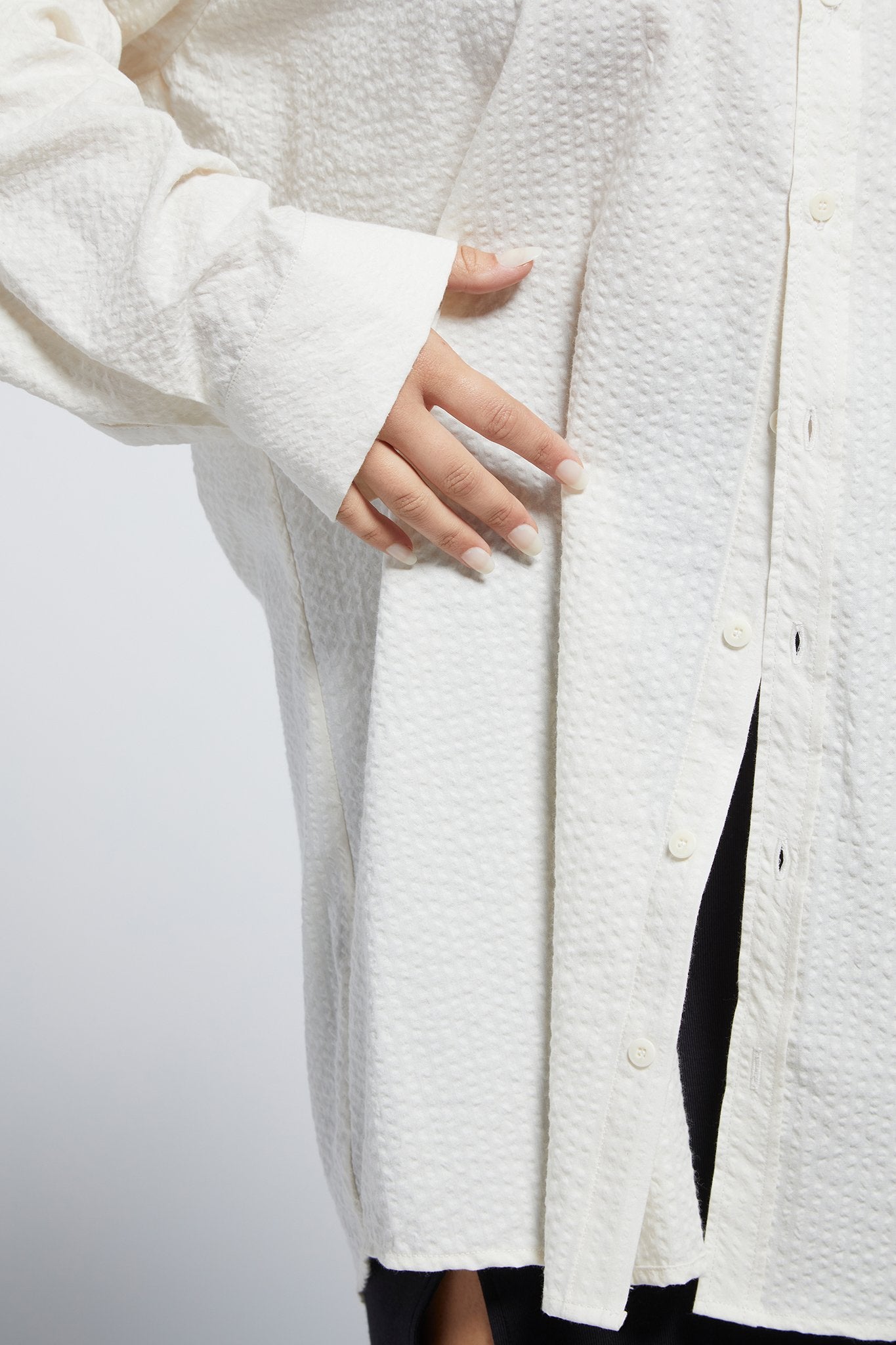 A.BCH A.42 Undyed Oversize Shirt in Organic Cotton Seersucker