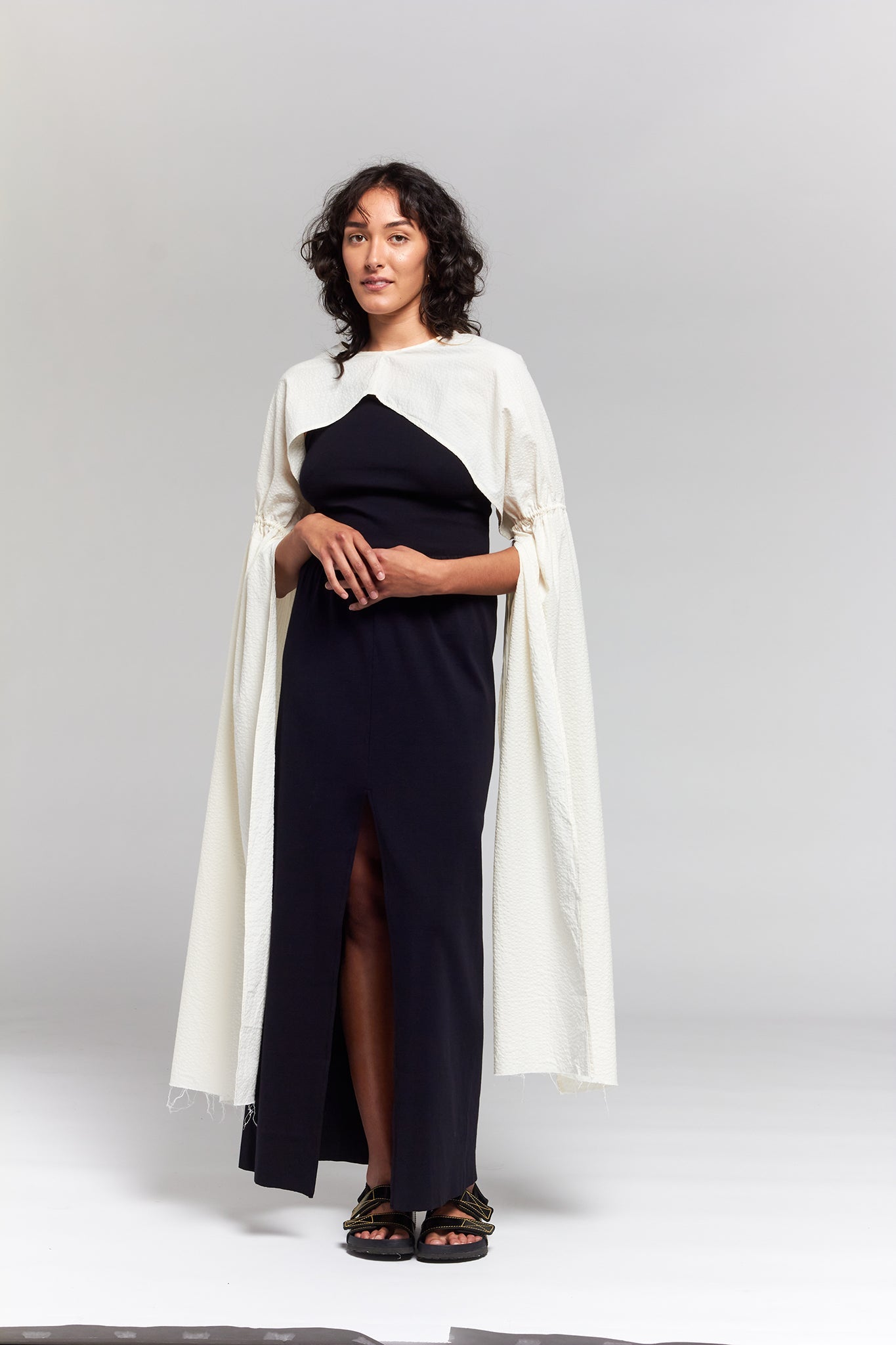 A.BCH A.42 Undyed Apron Dress in Organic Cotton Seersucker