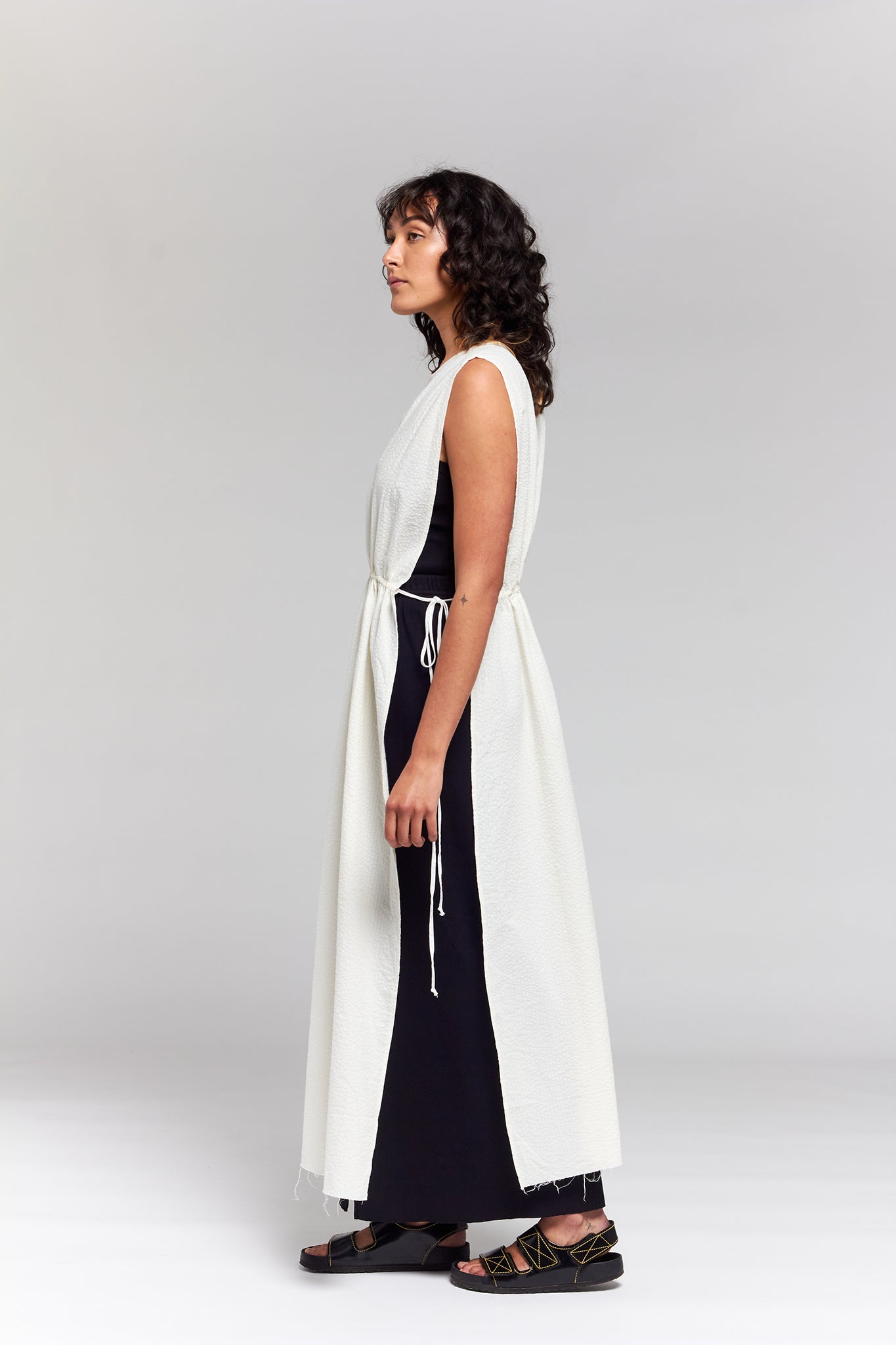 A.BCH A.42 Undyed Apron Dress in Organic Cotton Seersucker