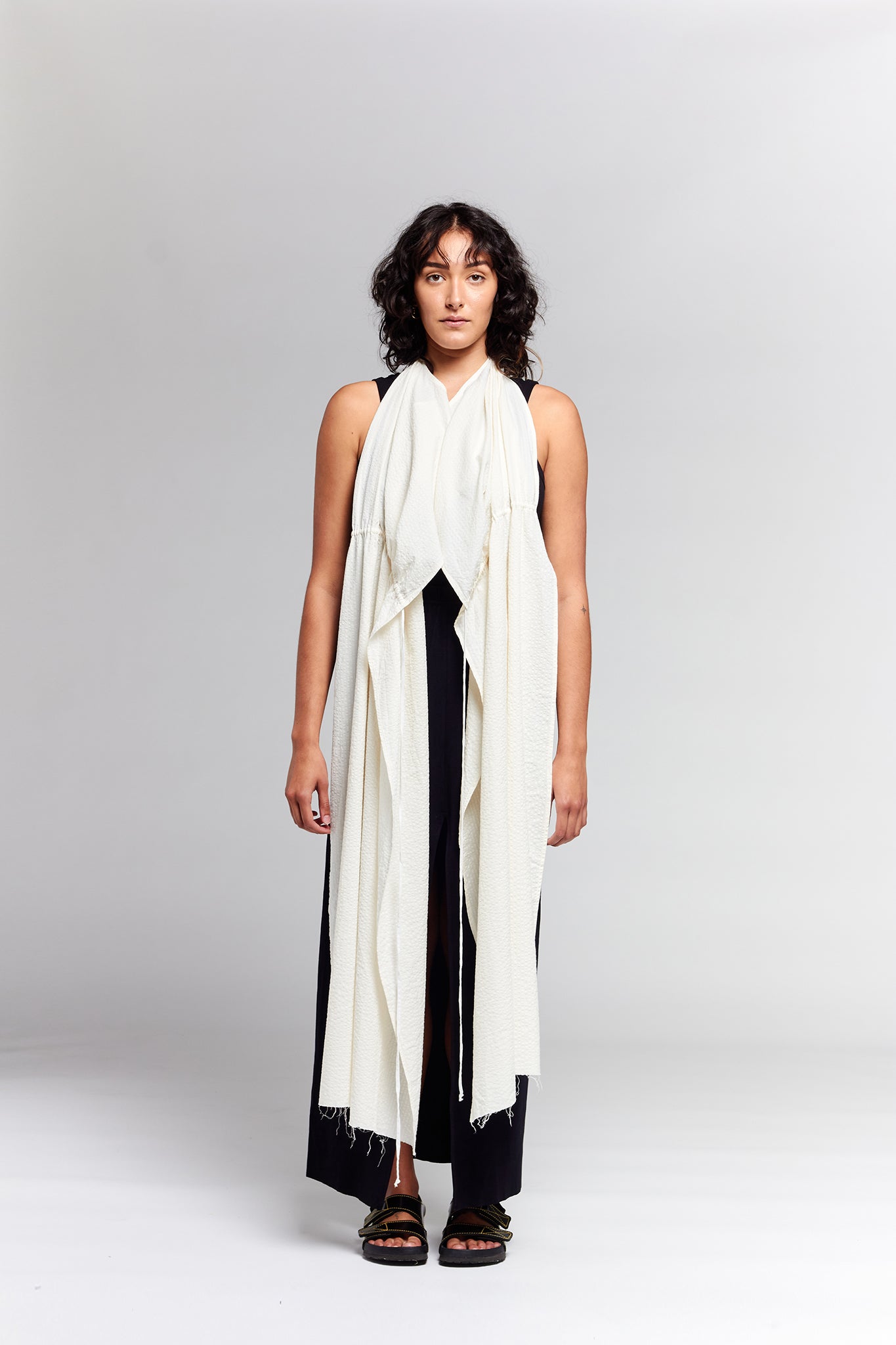 A.BCH A.42 Undyed Apron Dress in Organic Cotton Seersucker