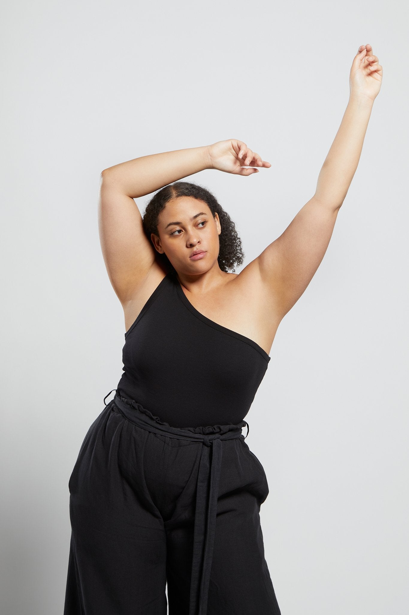 A.BCH A.44 Black 1 Shoulder Rib Tank in Organic Cotton