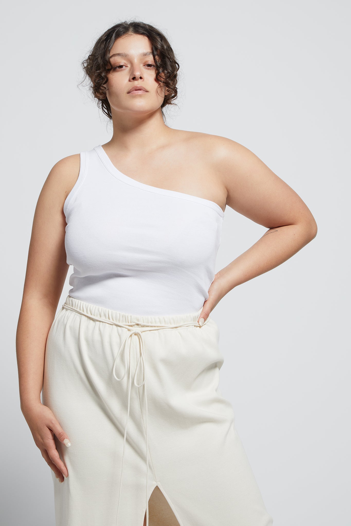 A.BCH A.44 Bone 1 Shoulder Rib Tank in Organic Cotton
