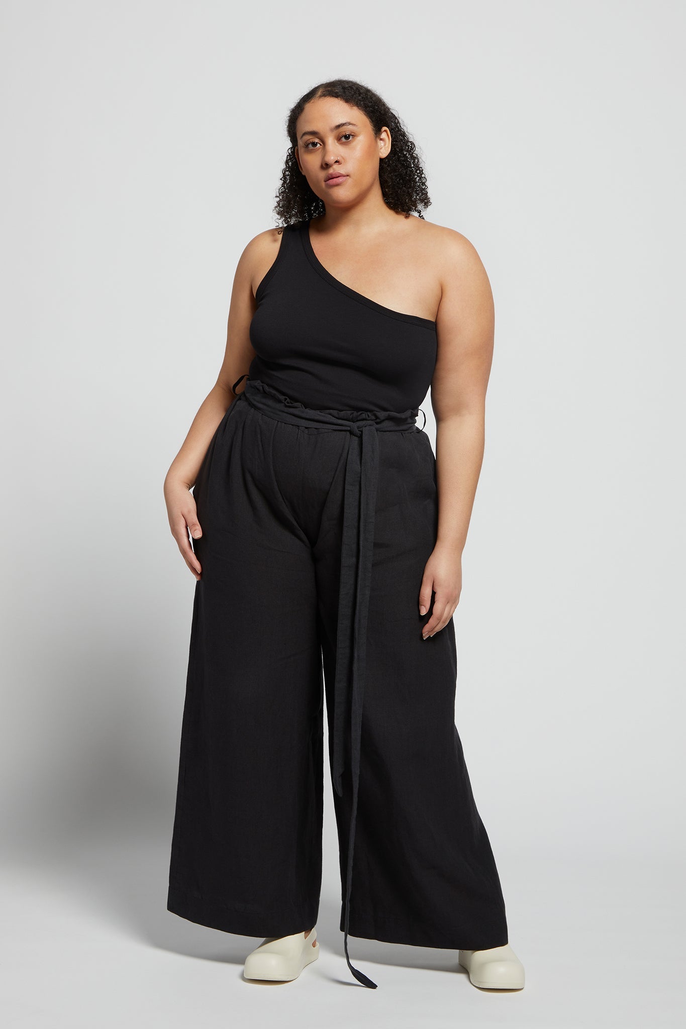 A.BCH A.44 Black 1 Shoulder Rib Tank in Organic Cotton